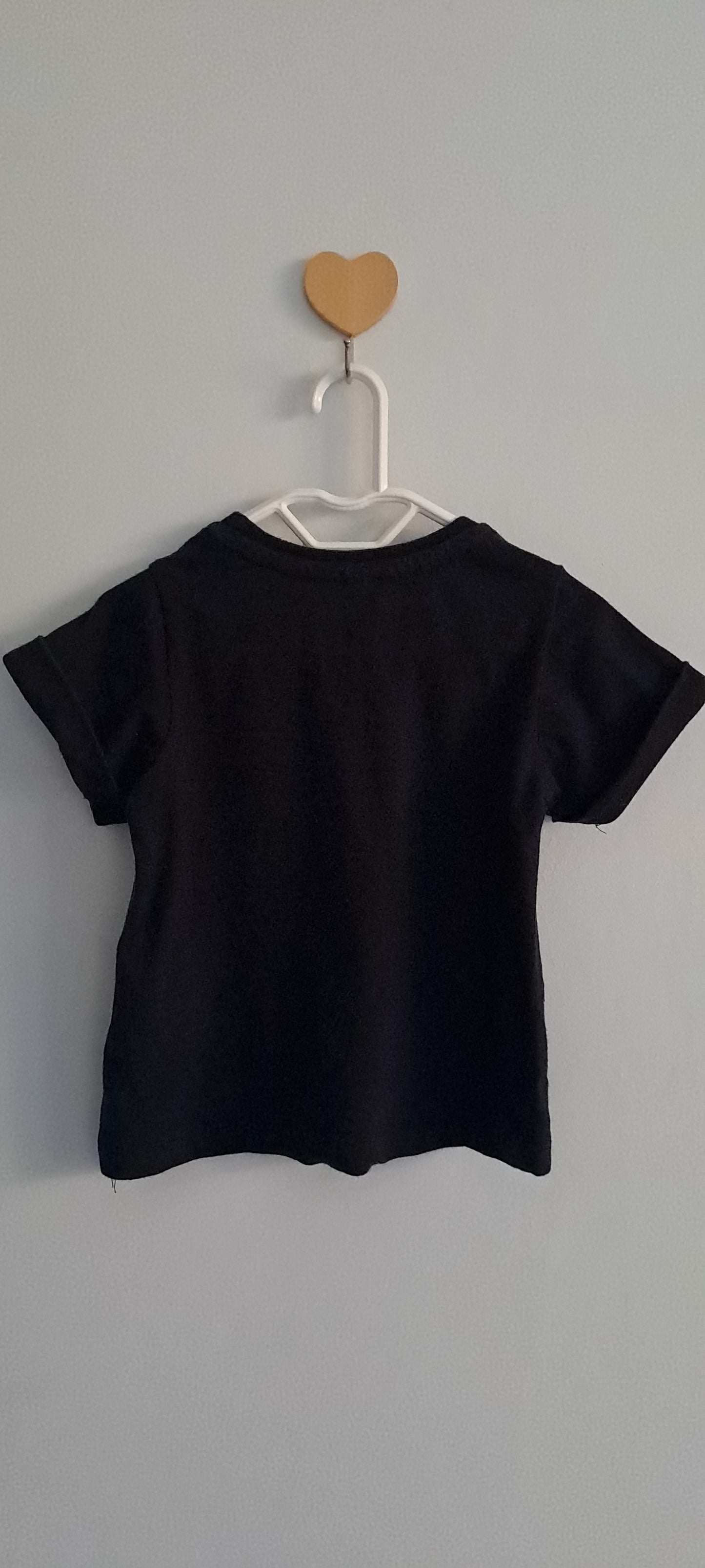 Real Kids Toddler Plain Rolled-Sleeve T-Shirt Jet Black 1-2 Years