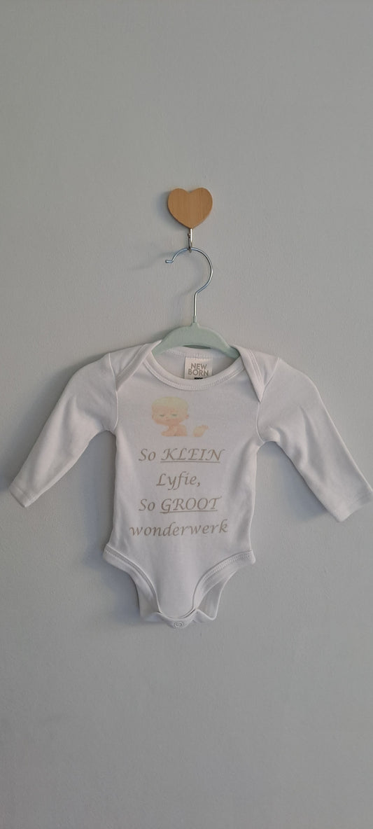 Cuddlesome Newborn 100% Cotton Afrikaans Slogan Long-Sleeve Bodysuit White