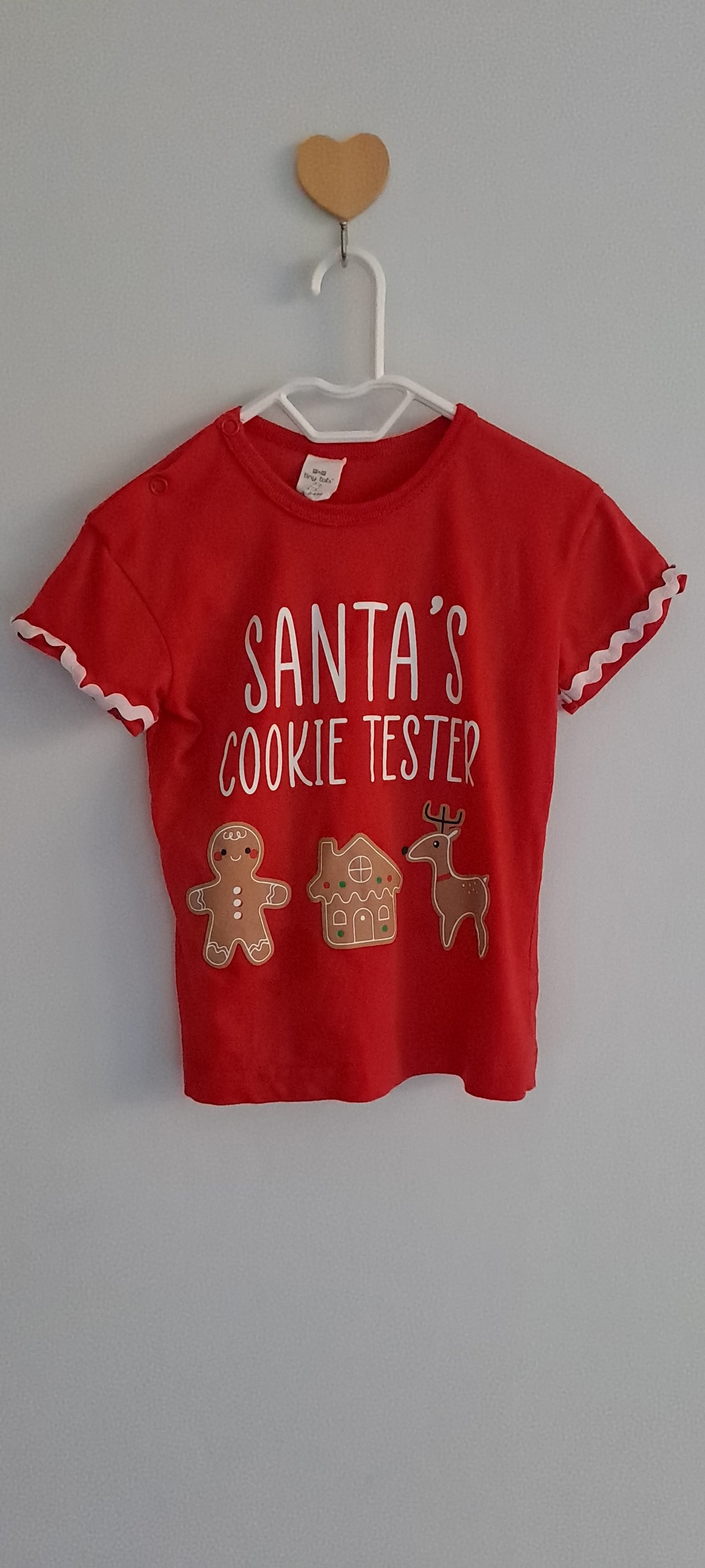 Tiny Tots Toddler Christmas Graphic T-Shirt "Santa's Cookie Tester" Red 18-24 Months