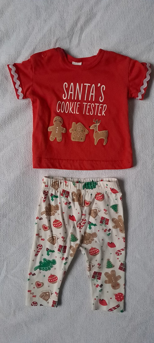 Tiny Tots Baby 2-Piece Christmas Pyjama Set "Santa's Cookie Tester" Red & White 0-3 Months