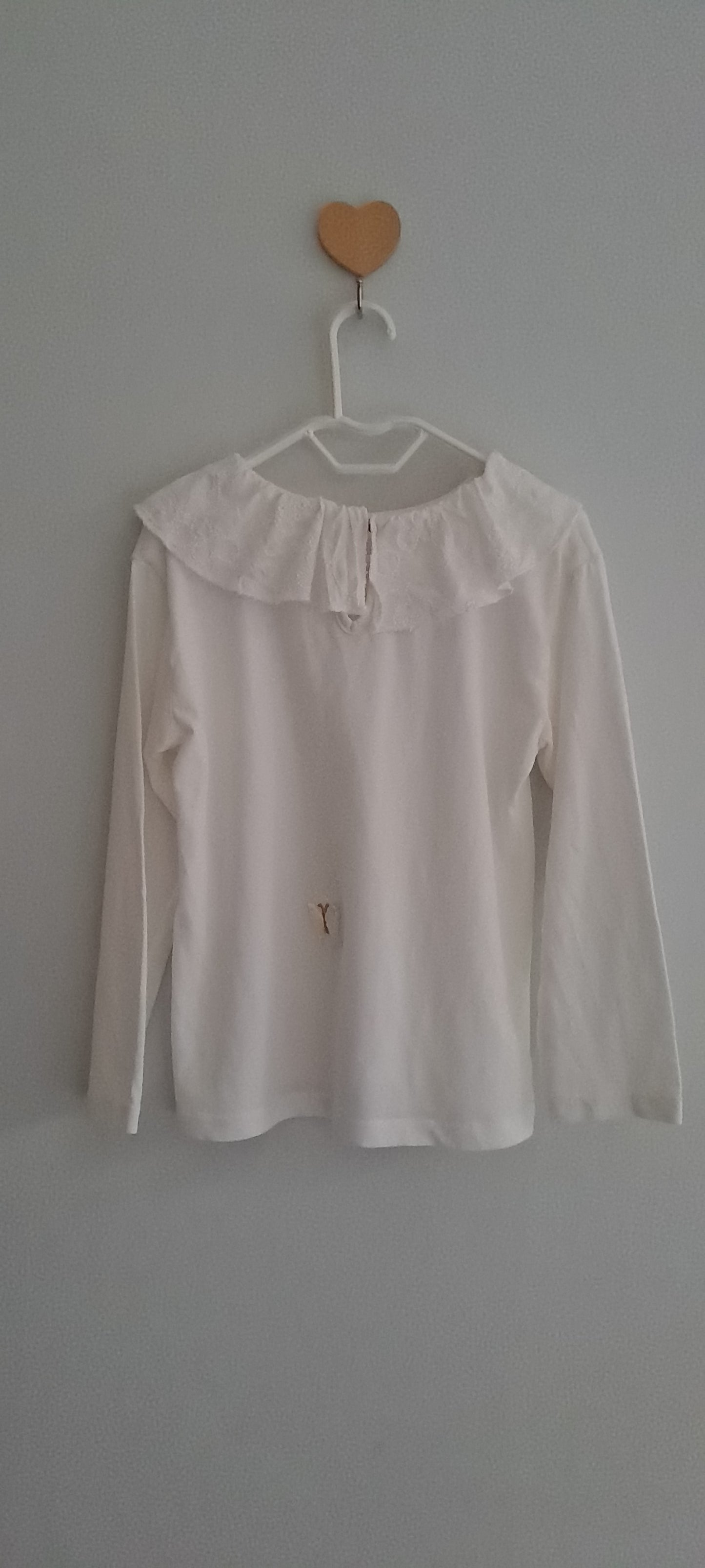 Zara Kids Girls Upcycled Broderie Statement Collar Long-Sleeve Top White 2-3 Years