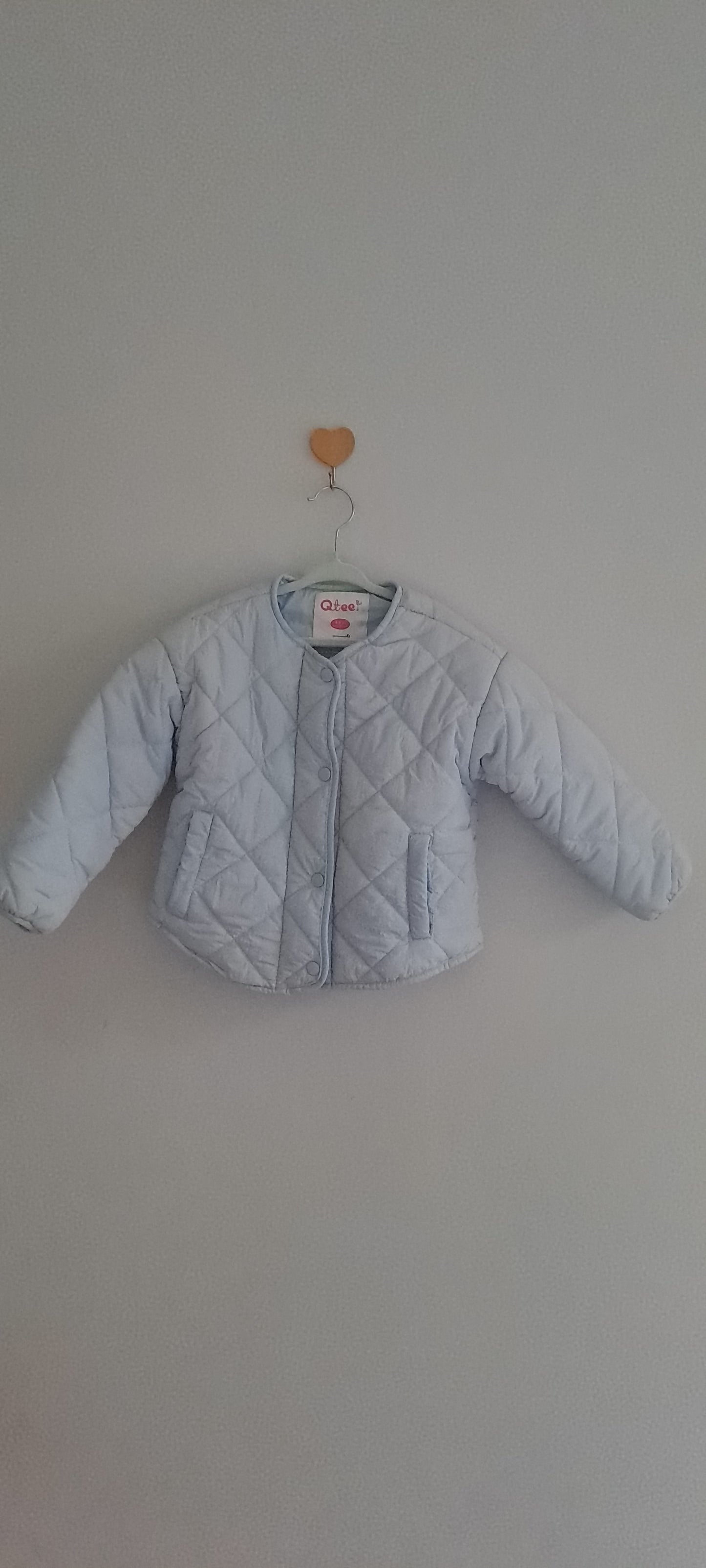 Qtee Girls Diamond Quilted Collarless Puffer Jacket Pastel Blue 4-5 Years
