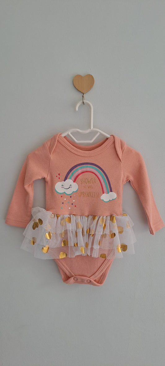 Rainbow & Clouds Tutu Long-Sleeve Bodysuit 3-6 Months