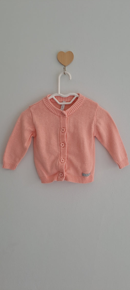 Earthchild Baby Girl Knit Button-Up Cardigan Pastel Coral Pink 0-3 Months