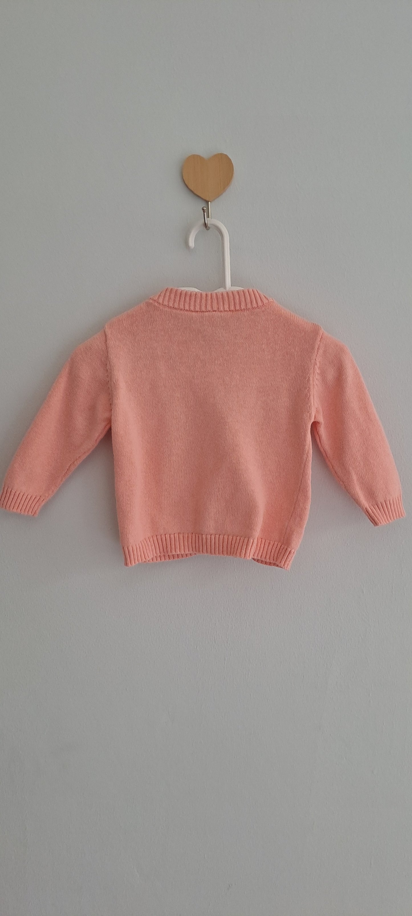Earthchild Baby Girl Knit Button-Up Cardigan Pastel Coral Pink 0-3 Months