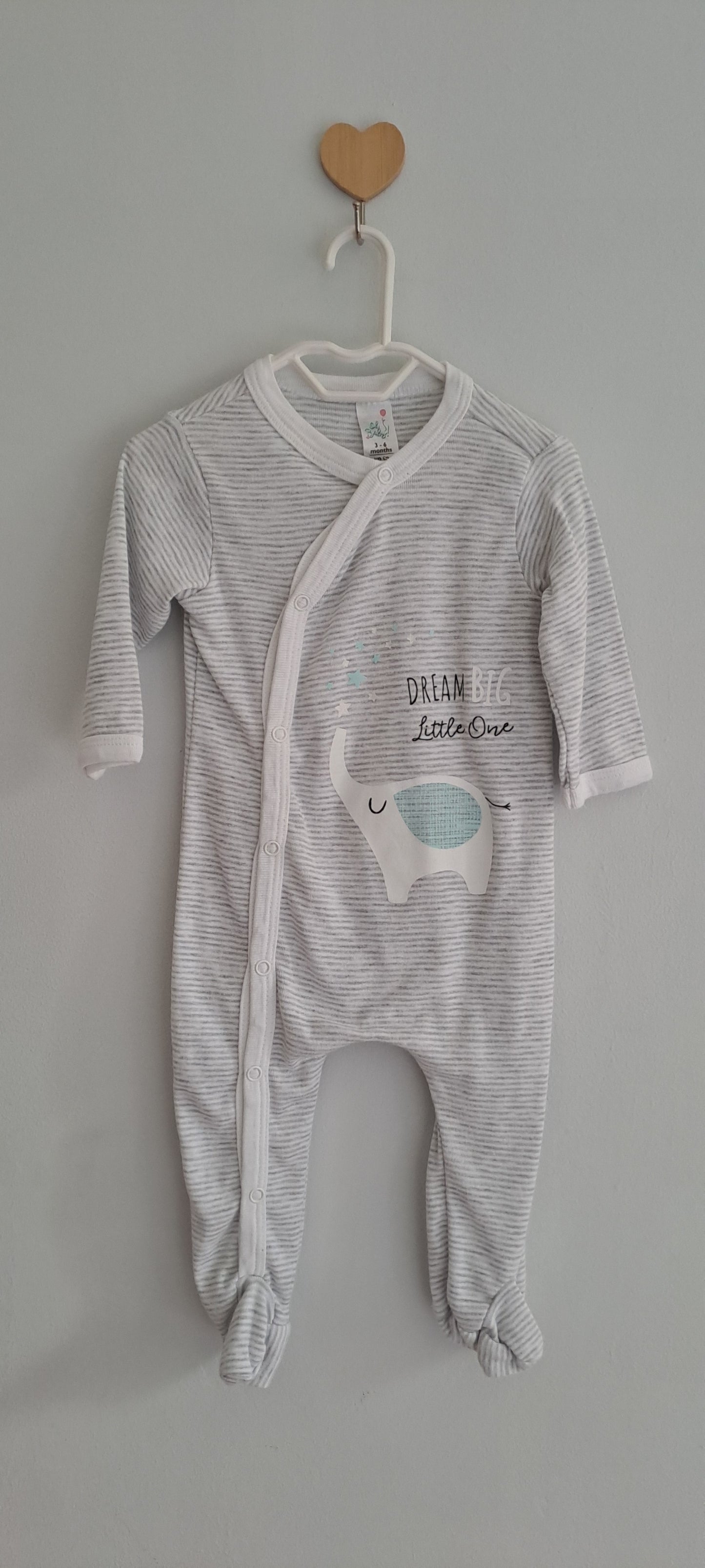 Oh Baby! "Dream Big" Elephant Striped Sleepsuit 3-6 Months
