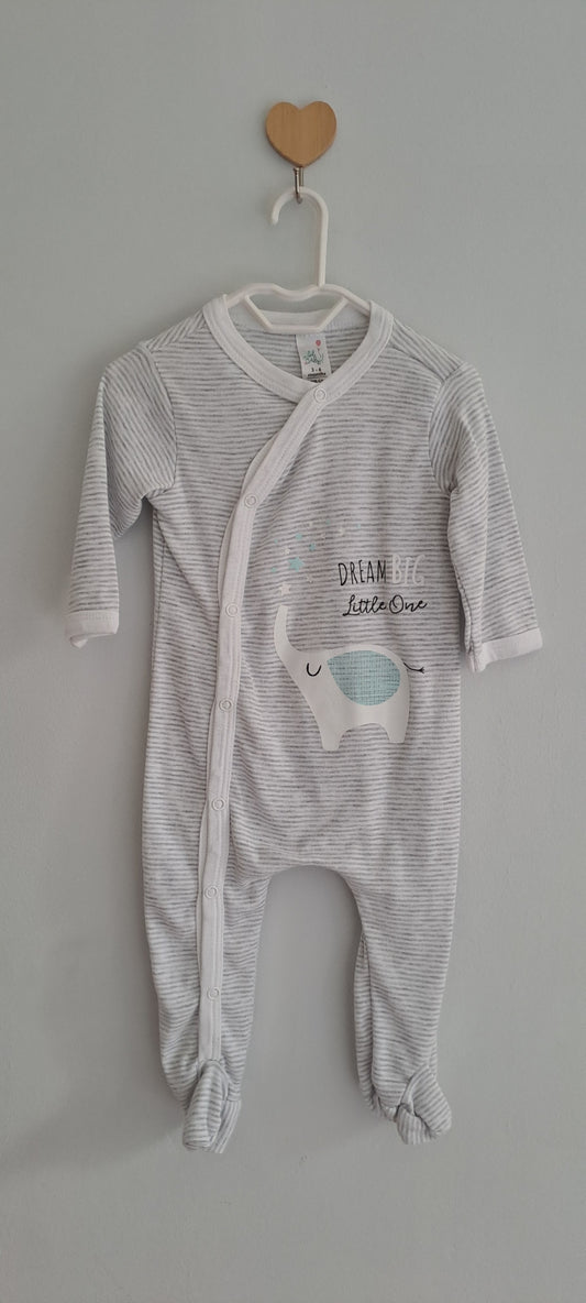 Oh Baby! "Dream Big" Elephant Striped Sleepsuit 3-6 Months
