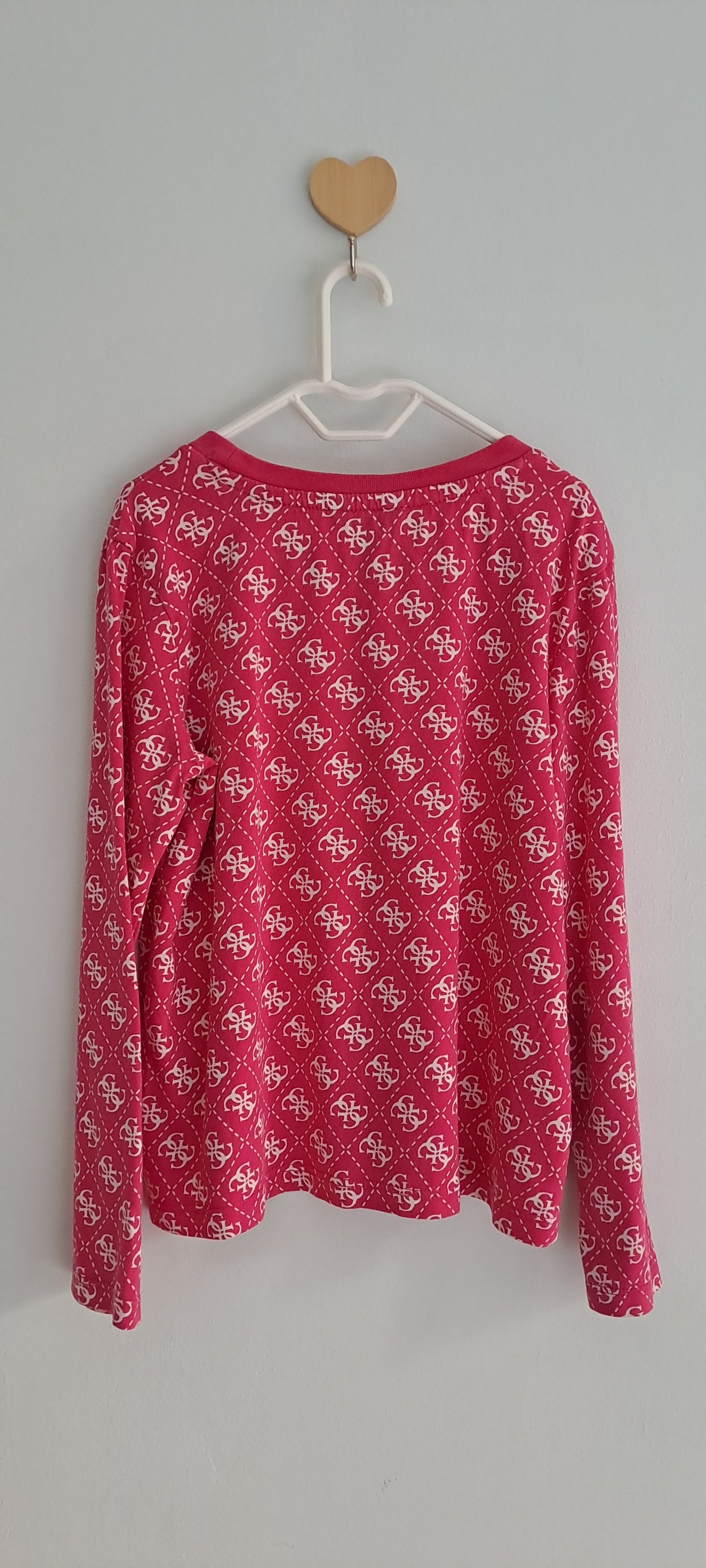 Guess Kids Girls Monogram Print Long-Sleeve Top Cerise Pink 5-6 Years