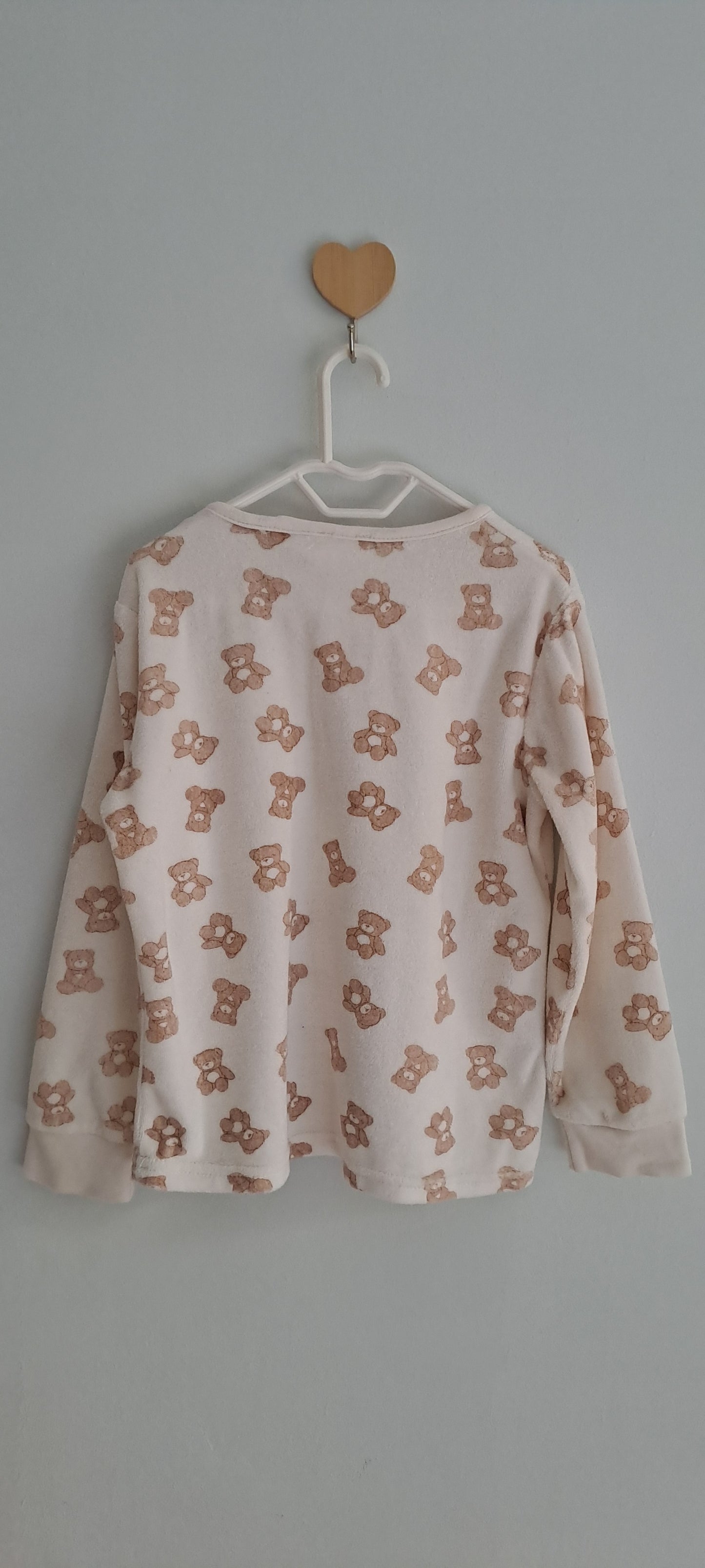 Zara Kids Unisex "Nice Team" Teddy Bear Fluffy Pyjama Set Cream 3-4 Years