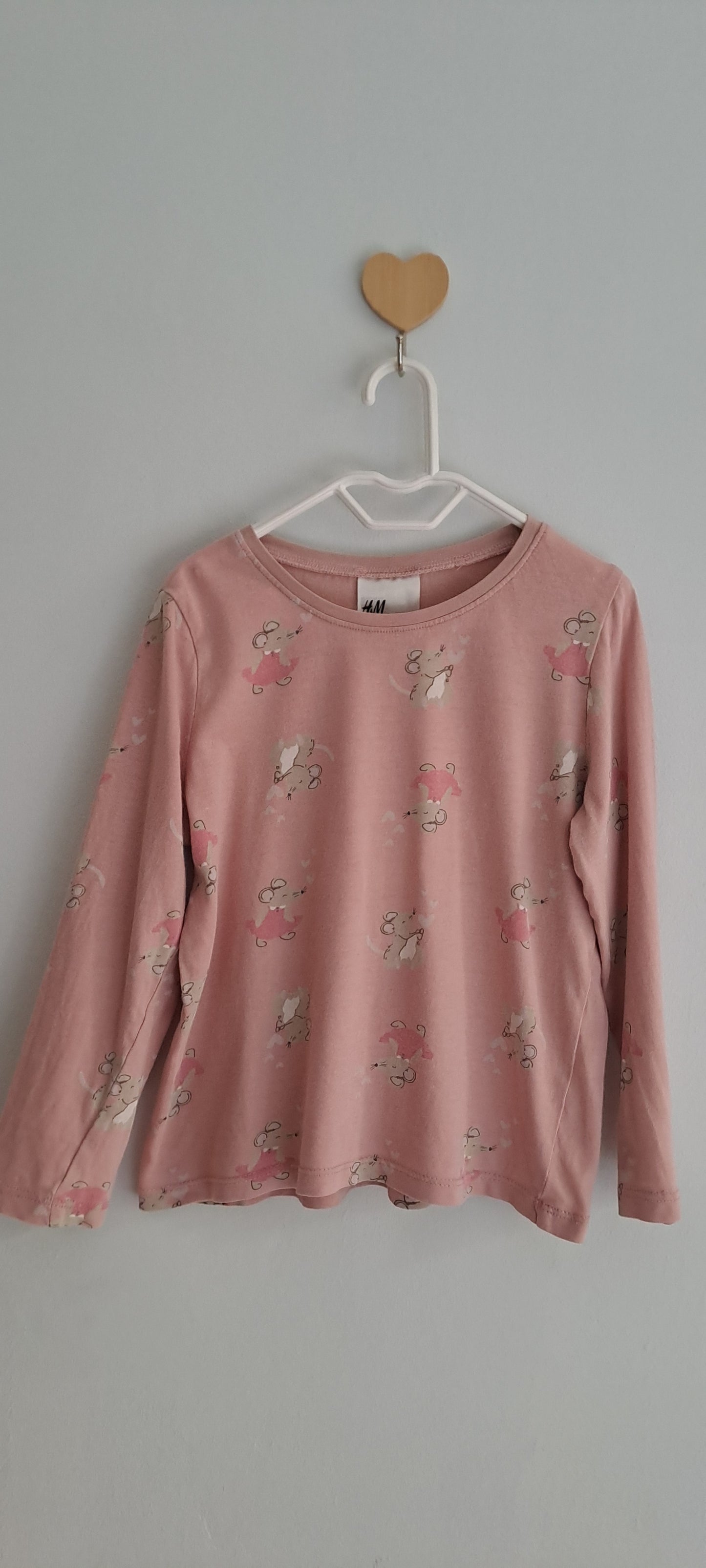 H&M Girls Ballerina Mouse Cotton Pyjama Set Dusty Pink 2-4 Years