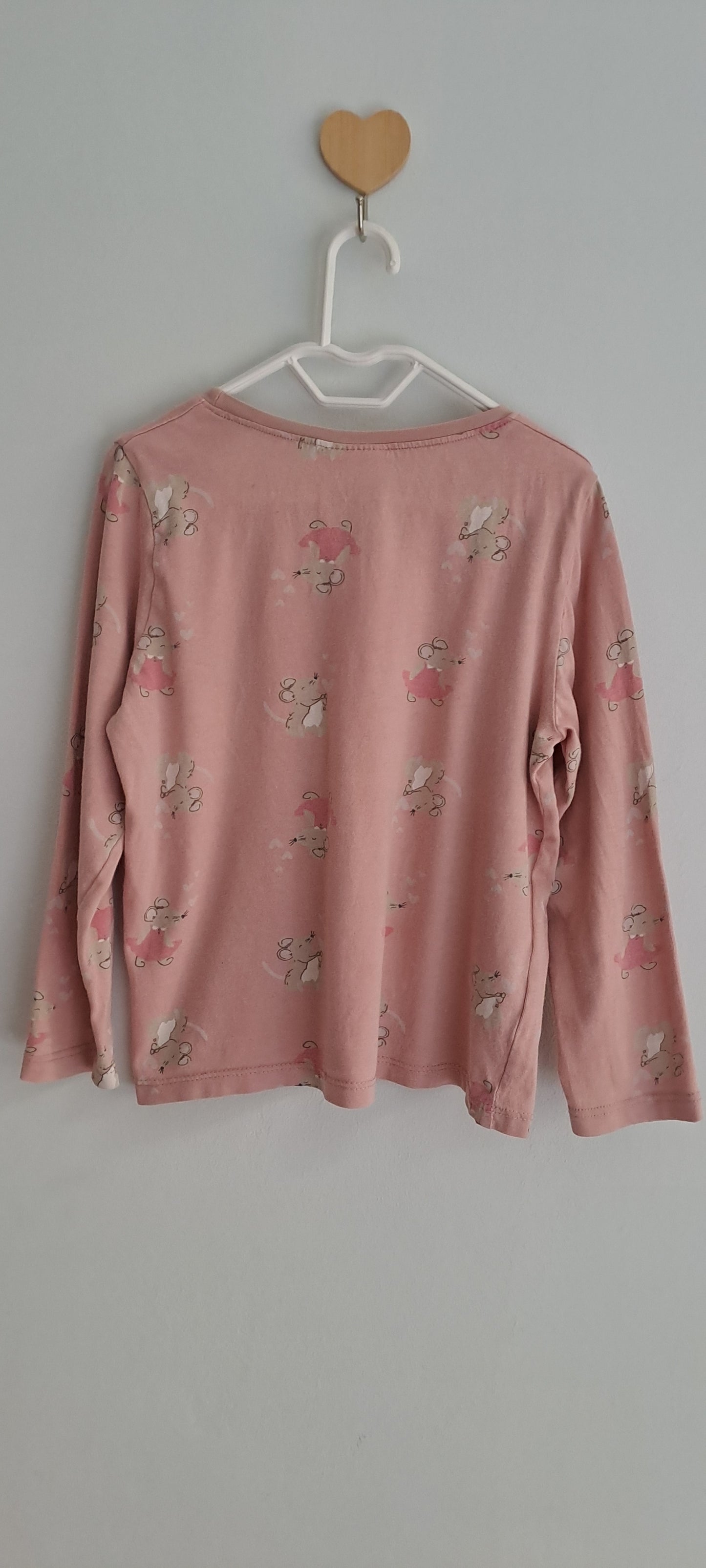 H&M Girls Ballerina Mouse Cotton Pyjama Set Dusty Pink 2-4 Years