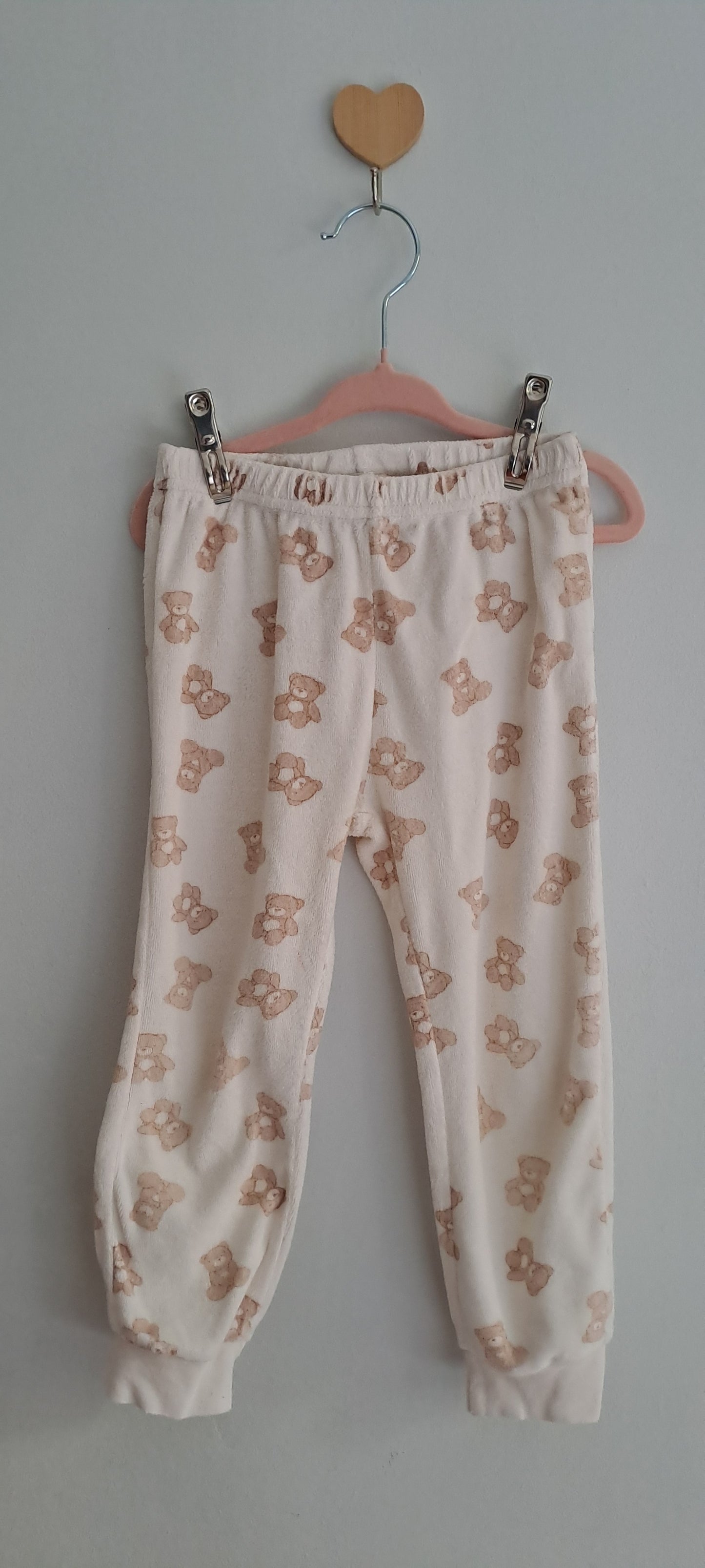 Zara Kids Unisex "Nice Team" Teddy Bear Fluffy Pyjama Set Cream 3-4 Years