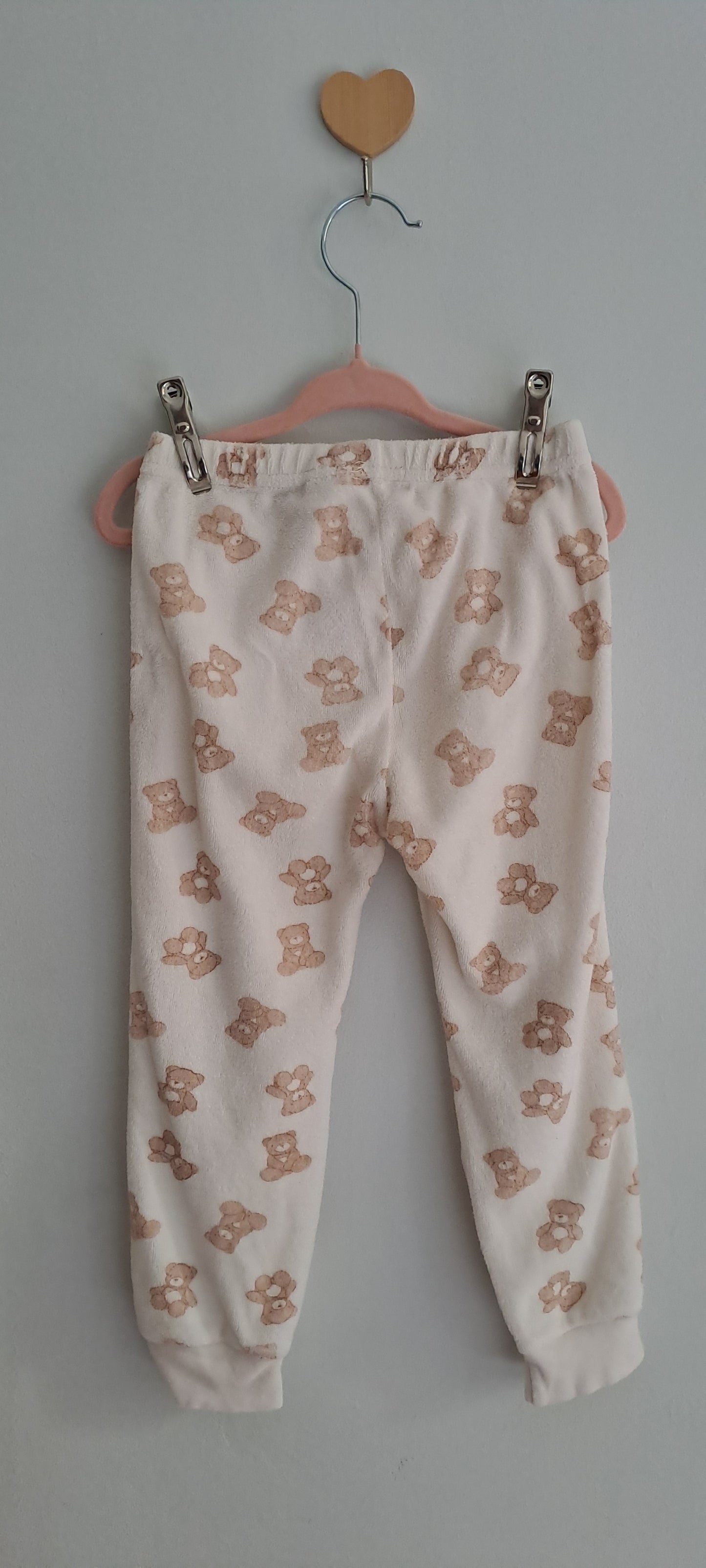 Zara Kids Unisex "Nice Team" Teddy Bear Fluffy Pyjama Set Cream 3-4 Years
