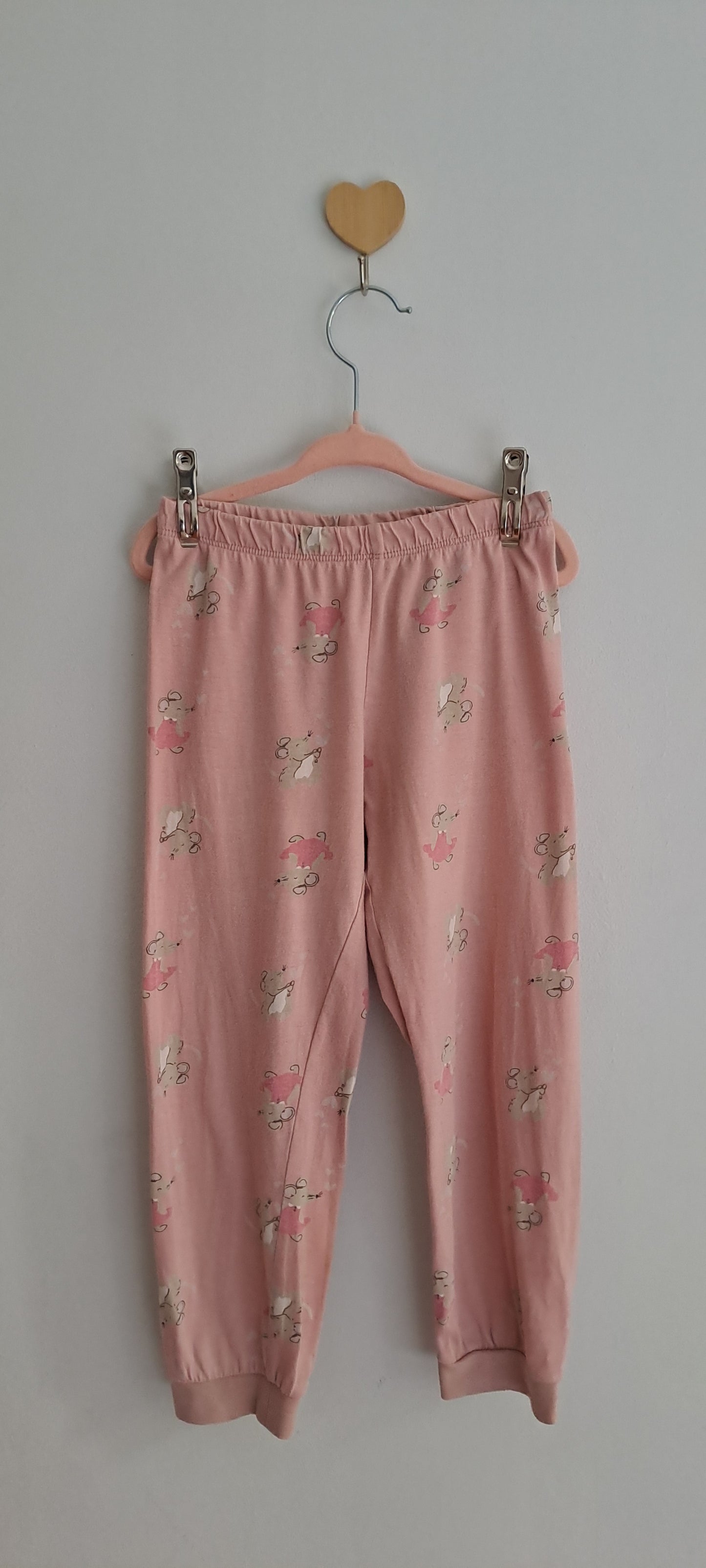 H&M Girls Ballerina Mouse Cotton Pyjama Set Dusty Pink 2-4 Years