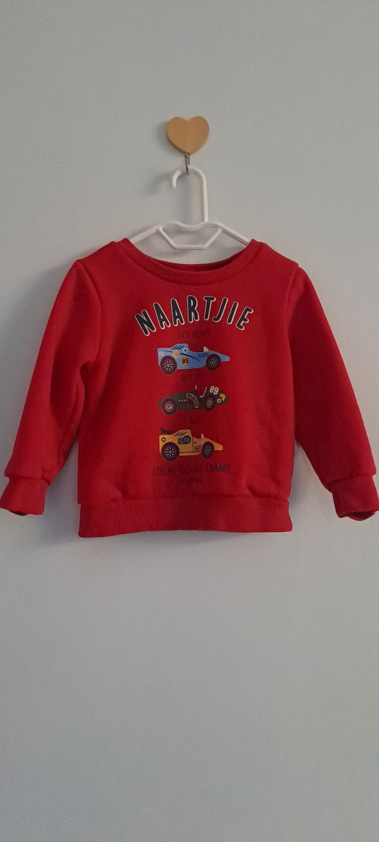 Naartjie Red Race Car Graphic Sweatshirt 12-18 Months