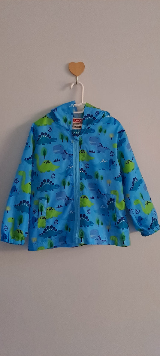 JOMAKE Blue Dinosaur Hooded Raincoat Windbreaker 2-3 Years