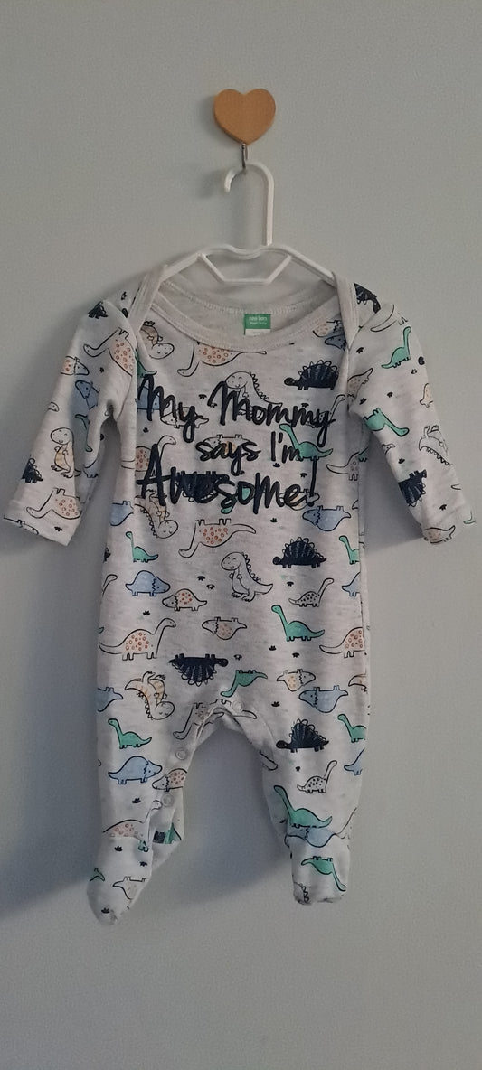 Ackermans Grey Dinosaur My Mommy Says I'm Awesome Onesie Newborn