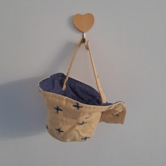 Ackermans Cream & Navy Reversible Plane Sun Hat Newborn