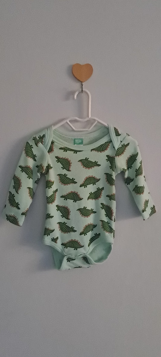 Ackermans Mint Green Dinosaur Long-Sleeve Bodysuit 0-3 Months