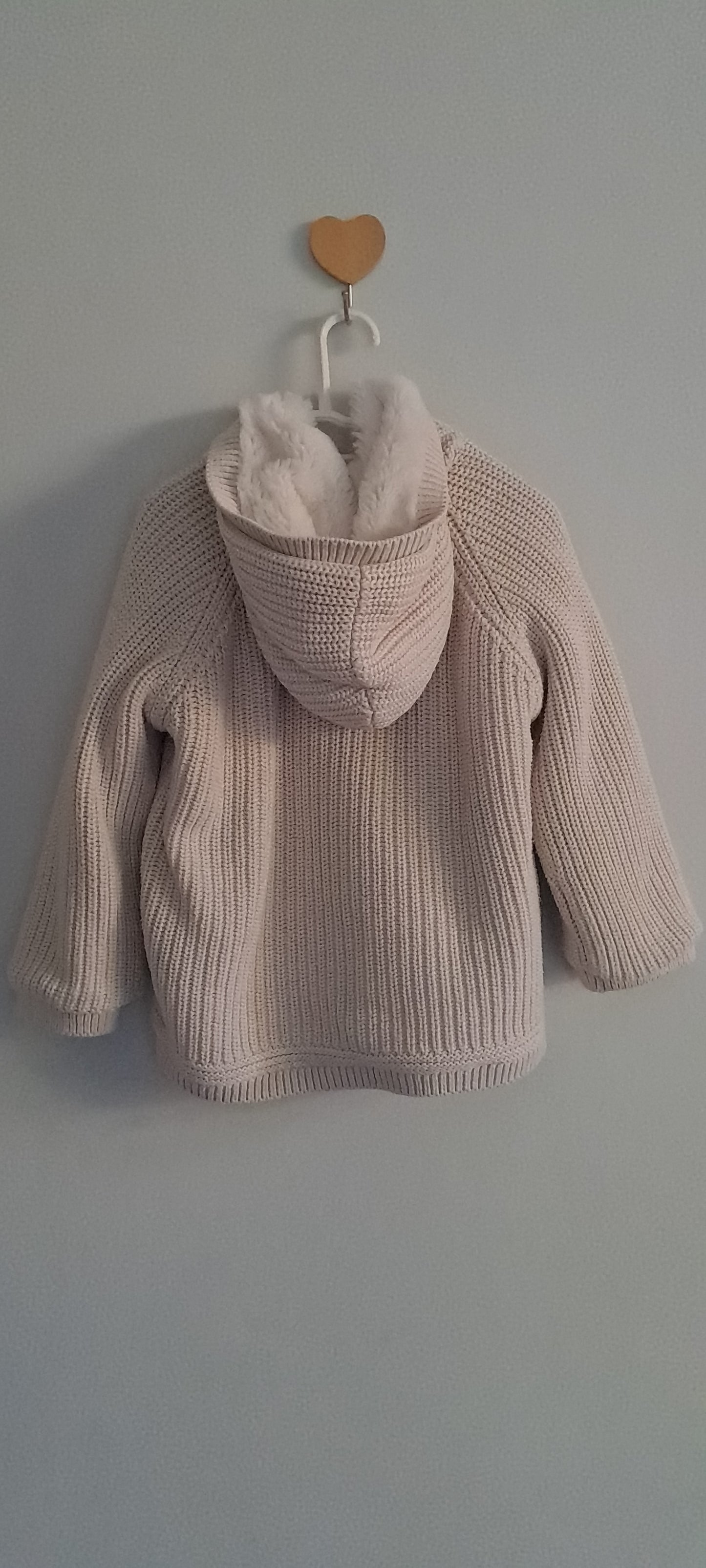 Woolworths Cream Chunky Knit Hooded Toggle Jacket 2-3 Years