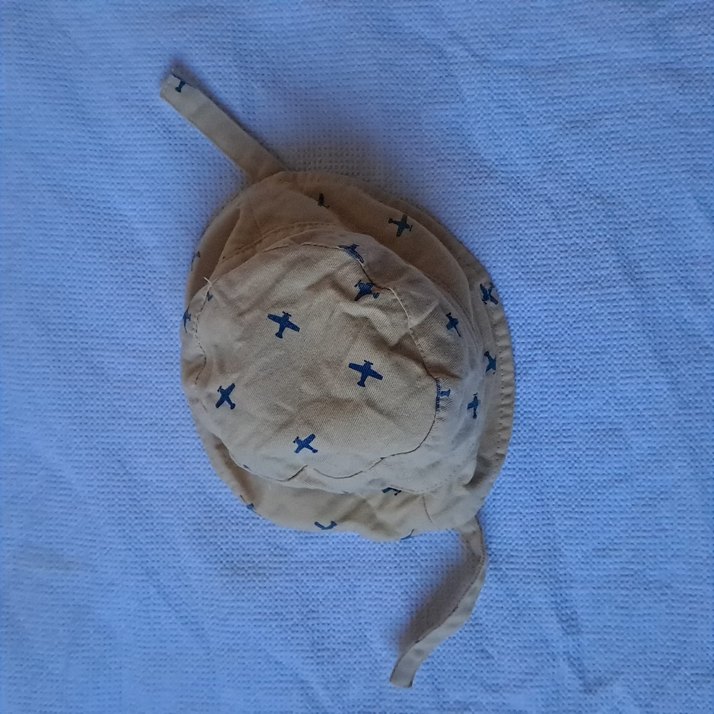 Ackermans Cream & Navy Reversible Plane Sun Hat Newborn