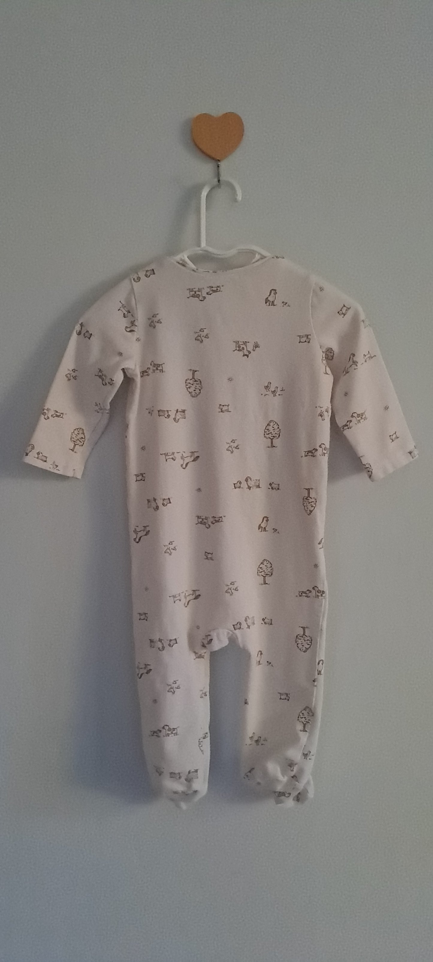 Cuddlesome Cream Farmyard Horse & Tree Print Zip Sleepsuit 0-3 Months