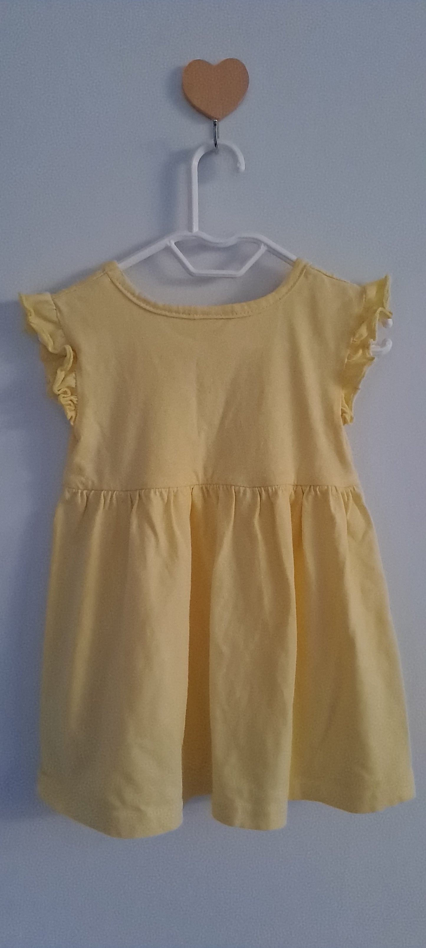 One Two Three Yellow Cotton Bear Embellishment Dress 12-18 Months