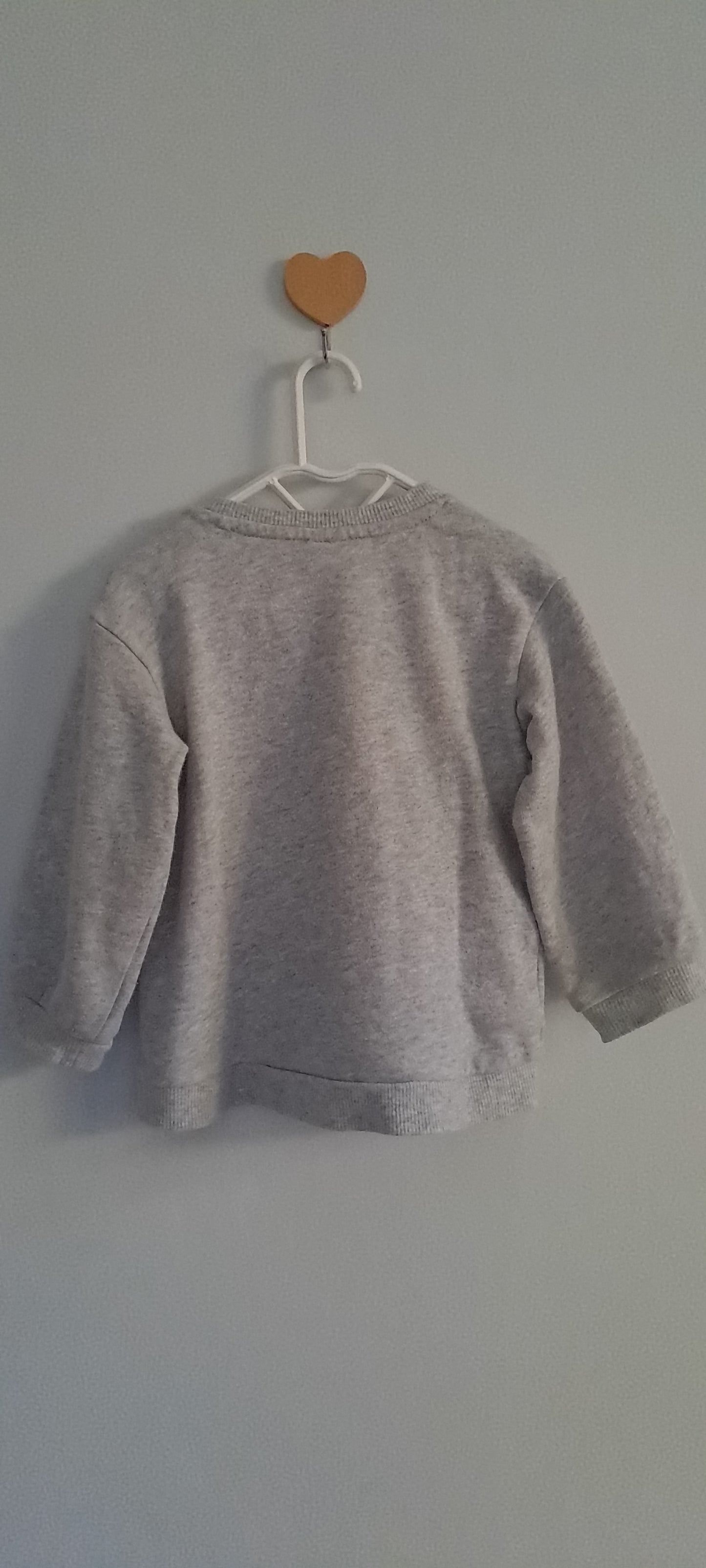 H&M Grey Melange Reindeer & 3D Pom-Pom Sweatshirt 12-18 Months