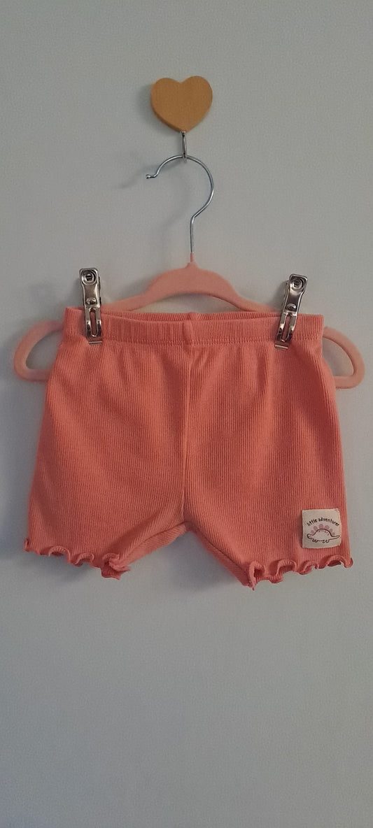 Woolworths WooliesBabes Coral Ribbed Lettuce-Hem Shorts 6-12 Months