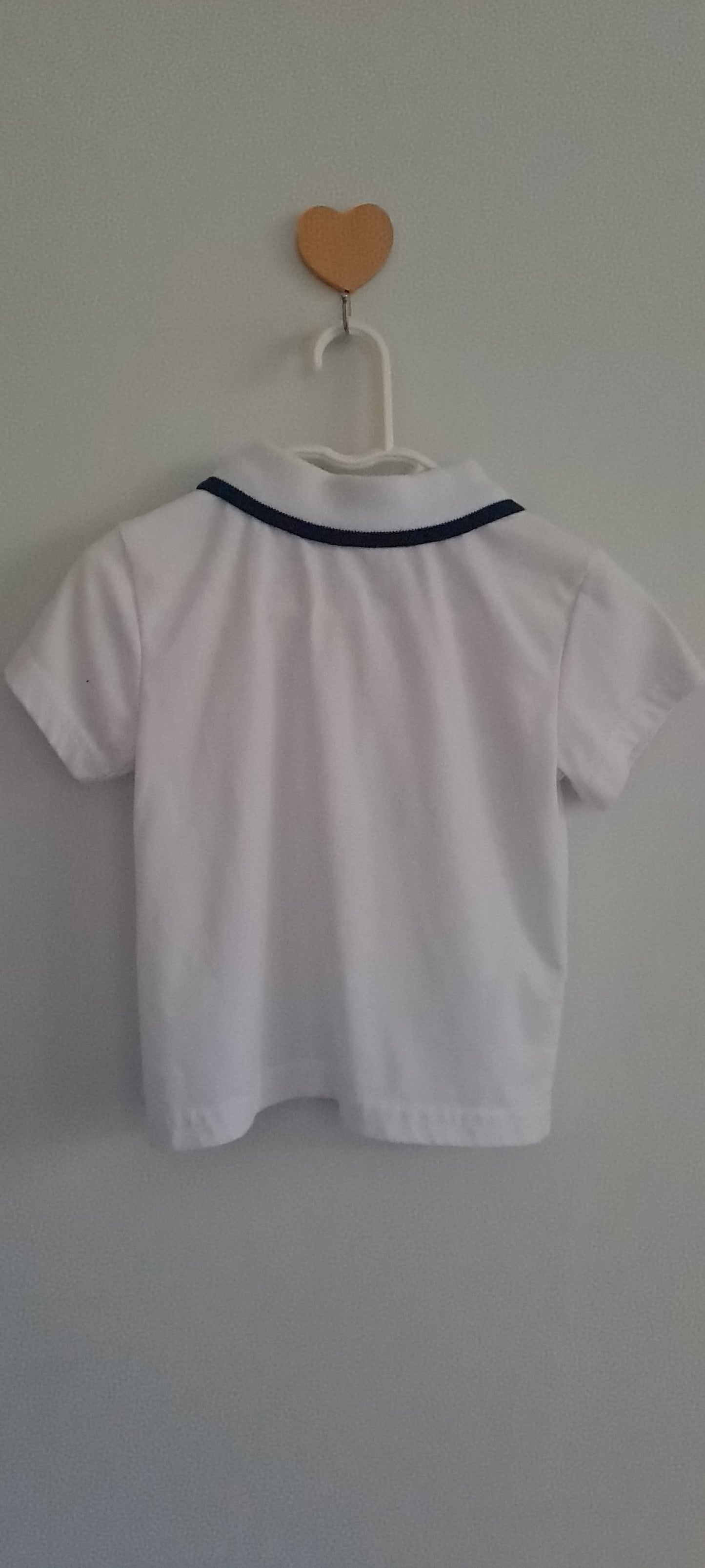 Ackermans White Short-Sleeve Tipped Polo Shirt with Dinosaur Embroidery 6-12 Months