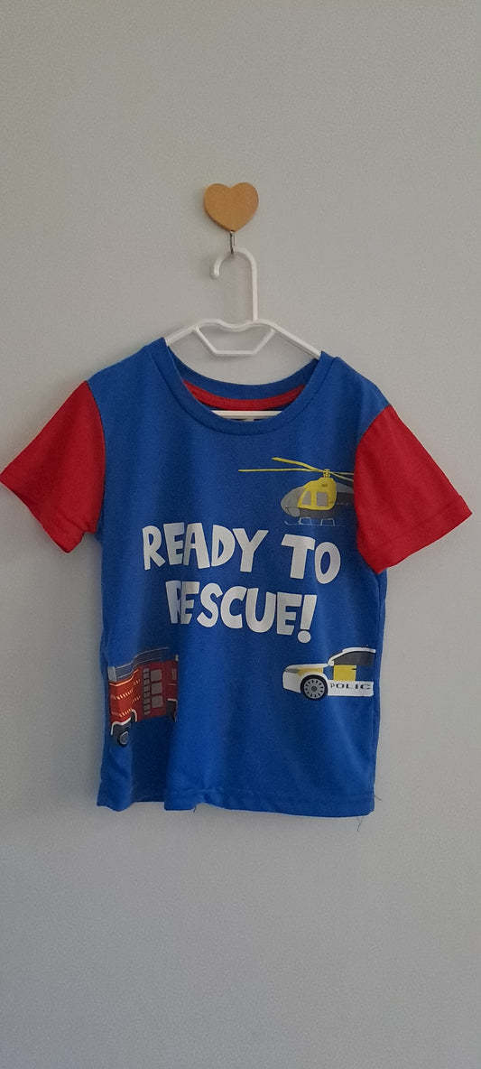 Real Dream Blue & Red "Ready To Rescue" Vehicle T-Shirt 2-3 Years