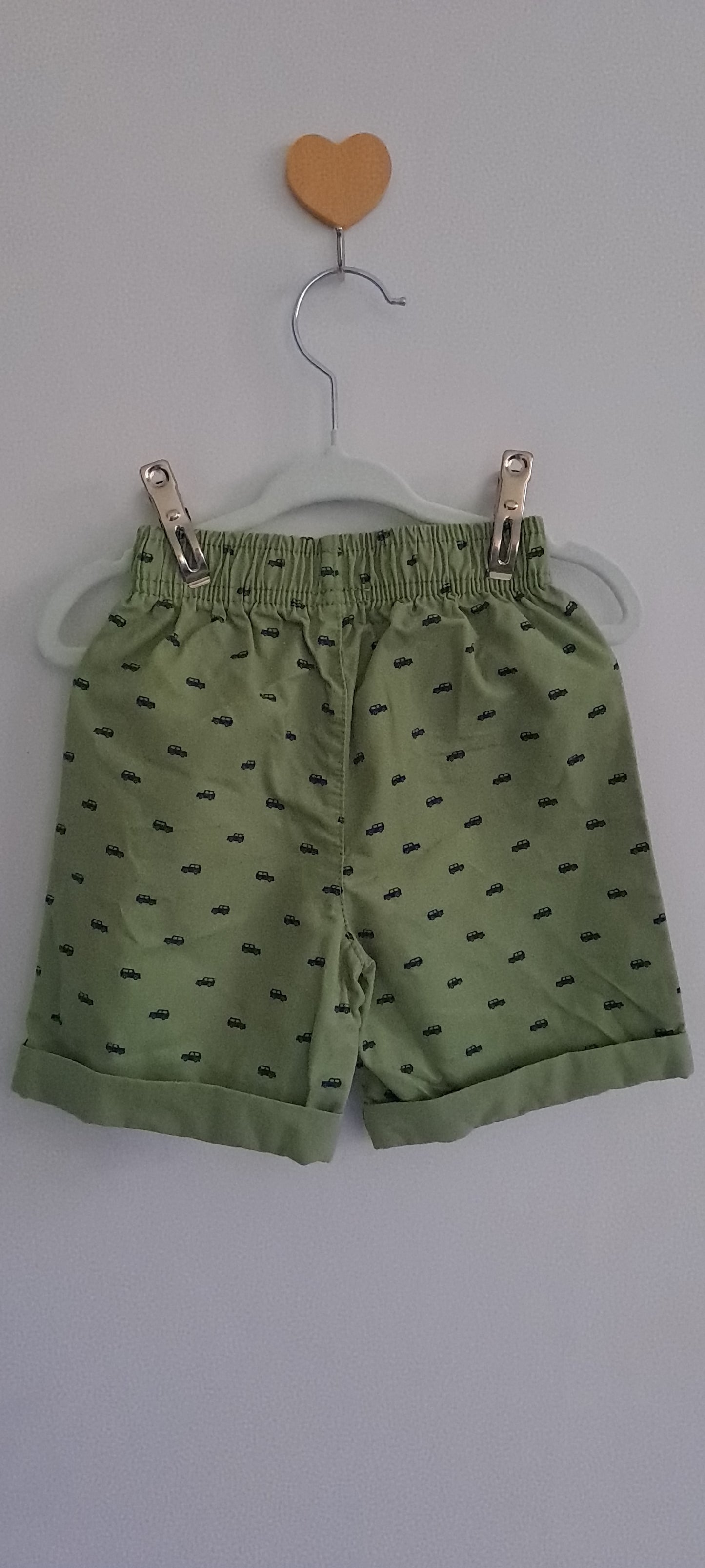 Ackermans Sage Green Mini Car Print Chino Shorts 6-12 Months