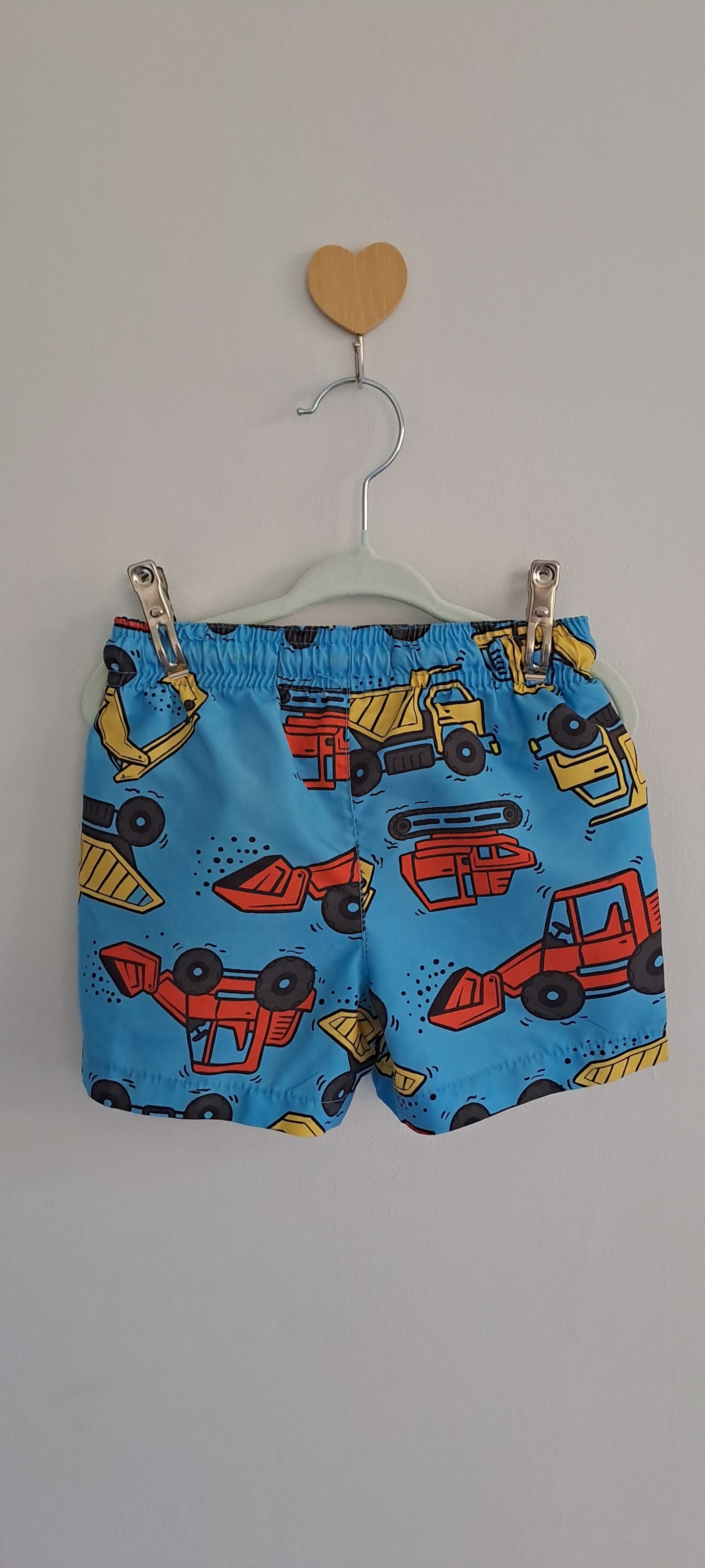 Real Kids Bright Blue Construction Truck Drawstring Swim/Summer Shorts 2-3 Years