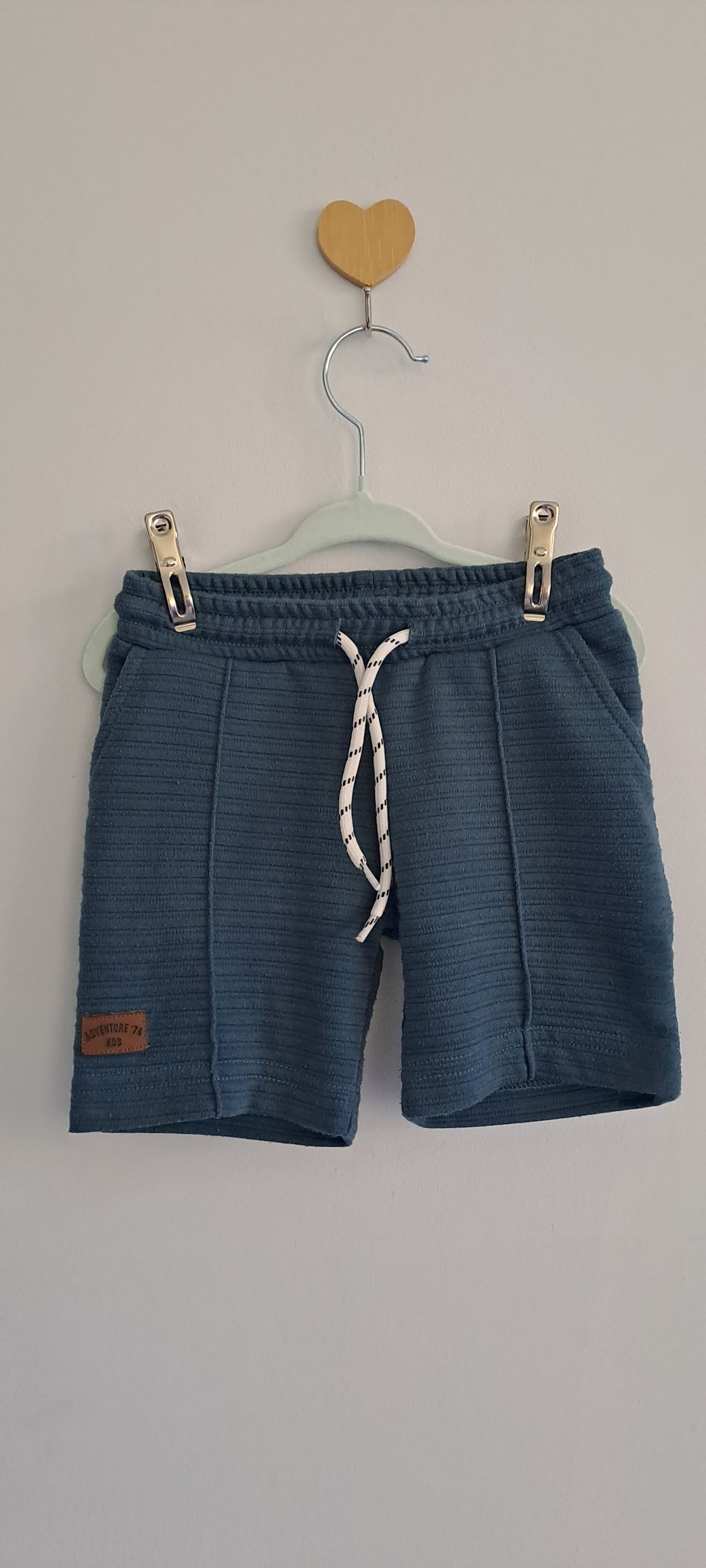 KDS Slate Blue Textured Ribbed Drawstring Shorts 3-4 Years