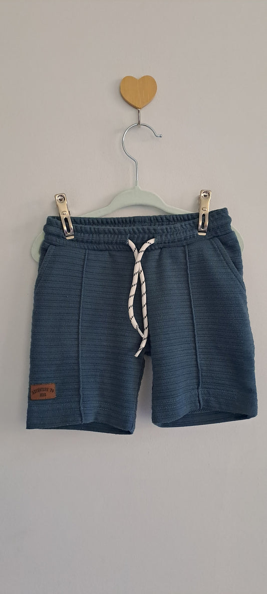 KDS Slate Blue Textured Ribbed Drawstring Shorts 3-4 Years