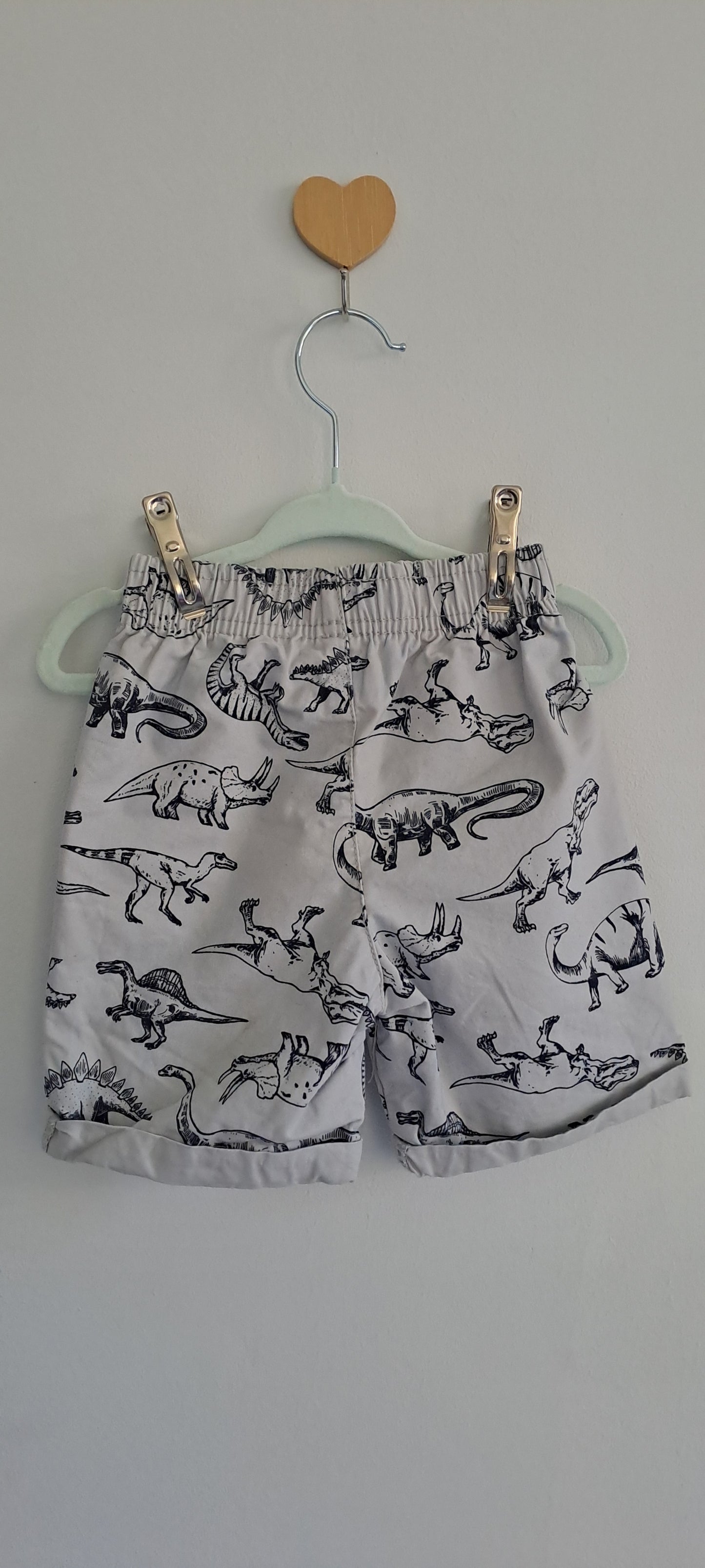 Ackermans Off-White Black Dinosaur Sketch Drawstring Shorts 6-12 Months