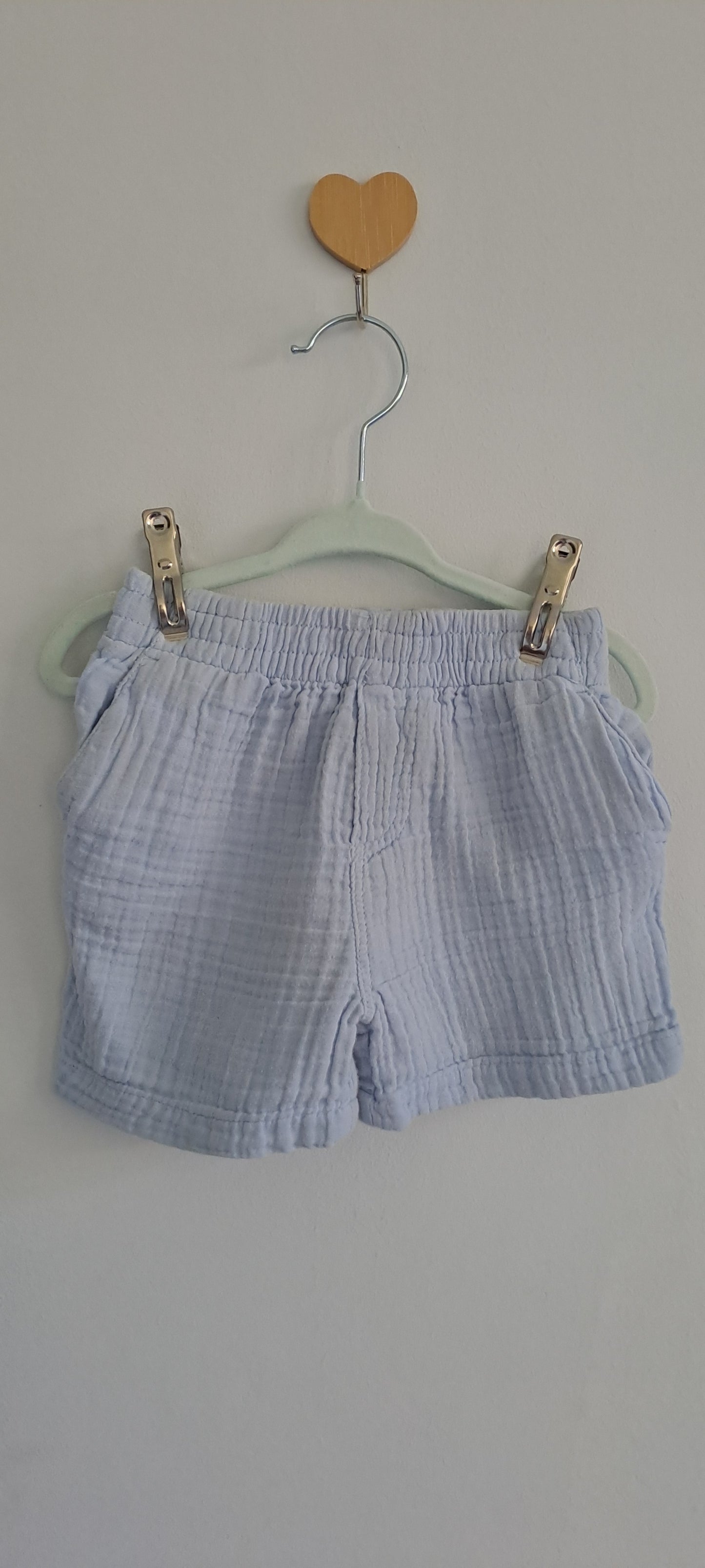 Woolworths Wooliesbabes Pastel Blue Cotton Muslin Gauze Shorts 6-12 Months