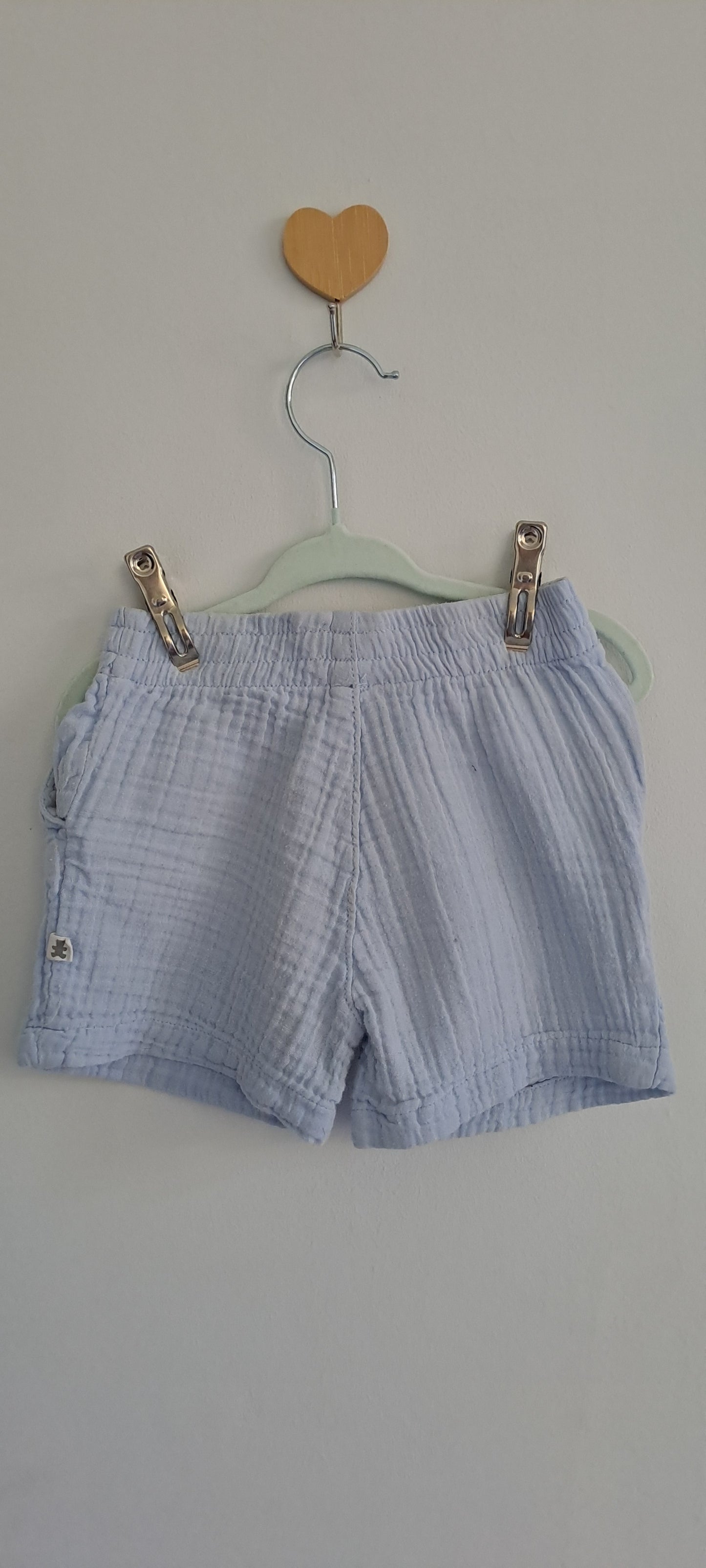 Woolworths Wooliesbabes Pastel Blue Cotton Muslin Gauze Shorts 6-12 Months