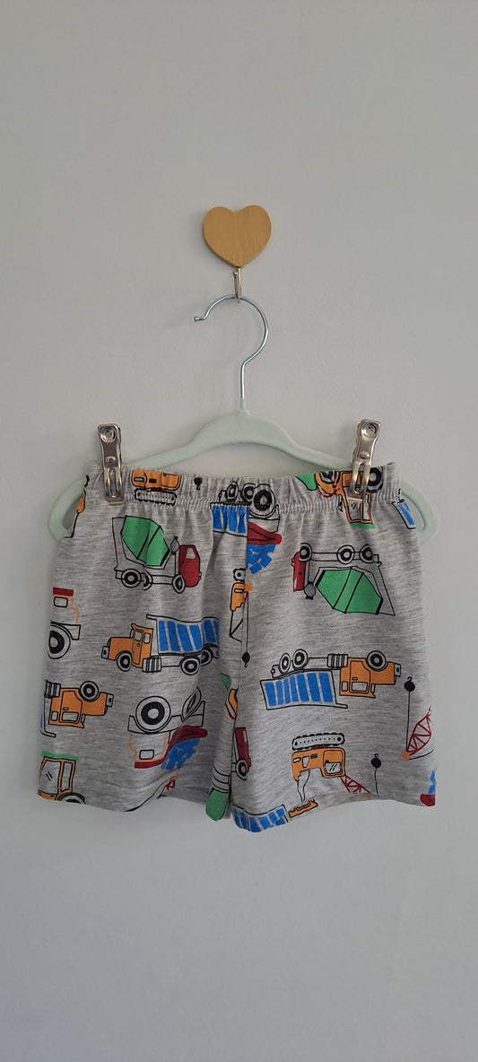 Real Dream Grey Construction Vehicles All-Over Print Summer Shorts 2-3 Years