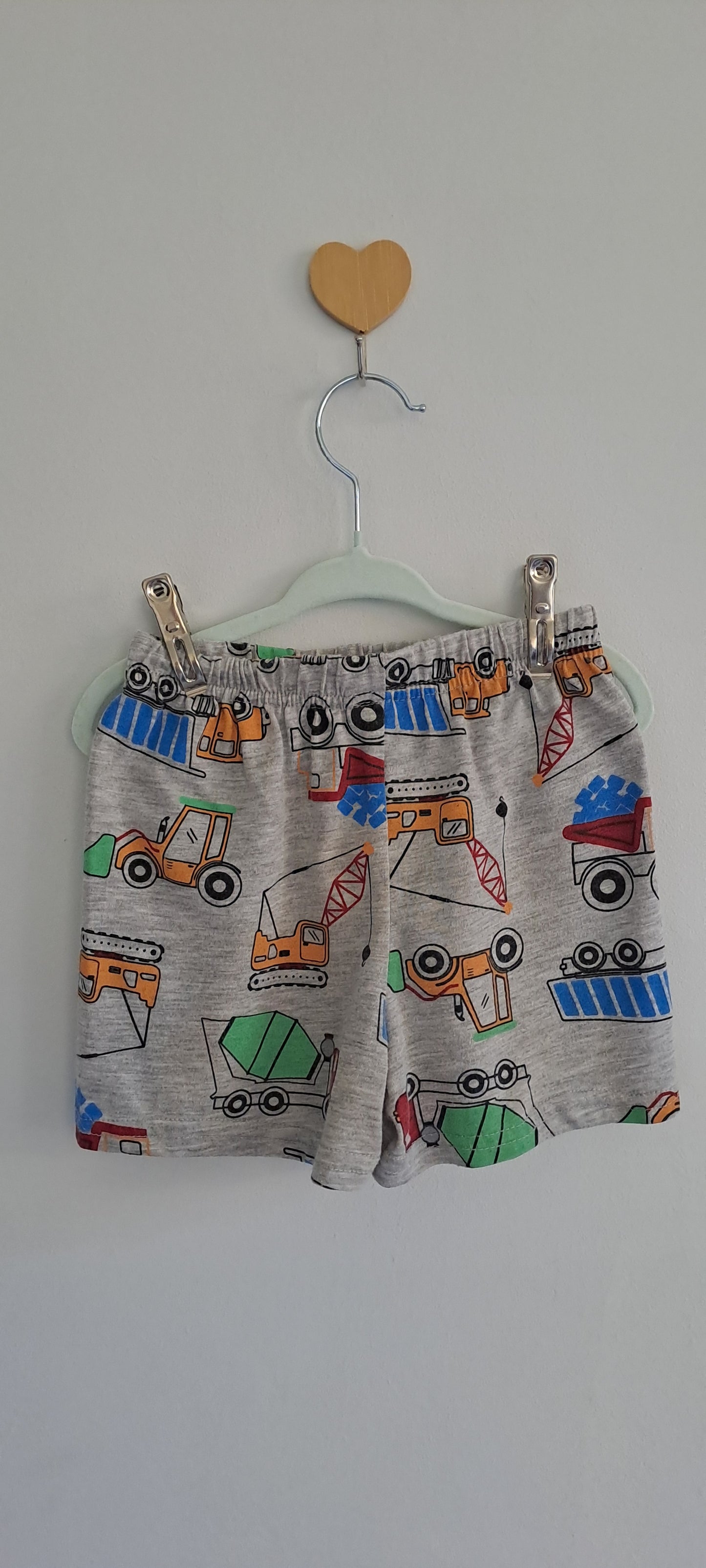 Real Dream Grey Construction Vehicles All-Over Print Summer Shorts 2-3 Years