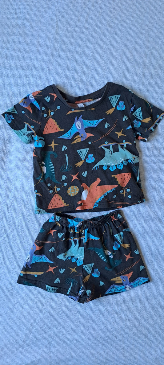 Real Dream Kids 2-Piece Colorful Dinosaur Summer Pajama Set 2-3 Years