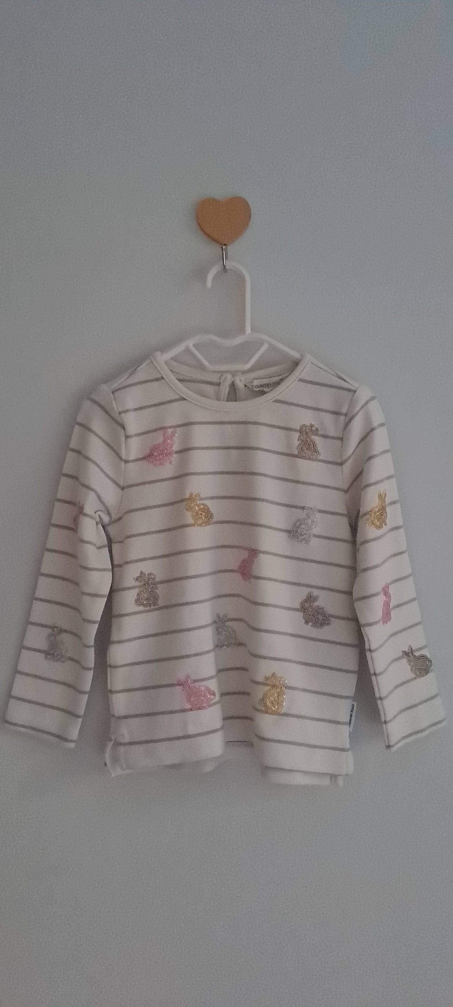Country Road Baby Girl Striped Multi-Sequin Bunny Long-Sleeve Top 18-24 Months