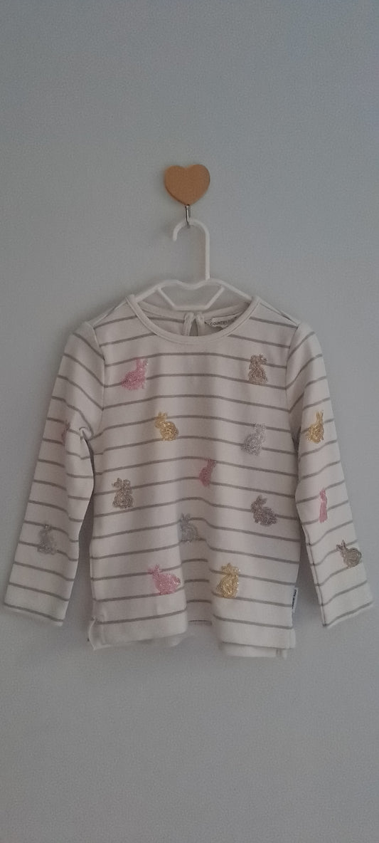 Country Road Baby Girl Striped Multi-Sequin Bunny Long-Sleeve Top 18-24 Months