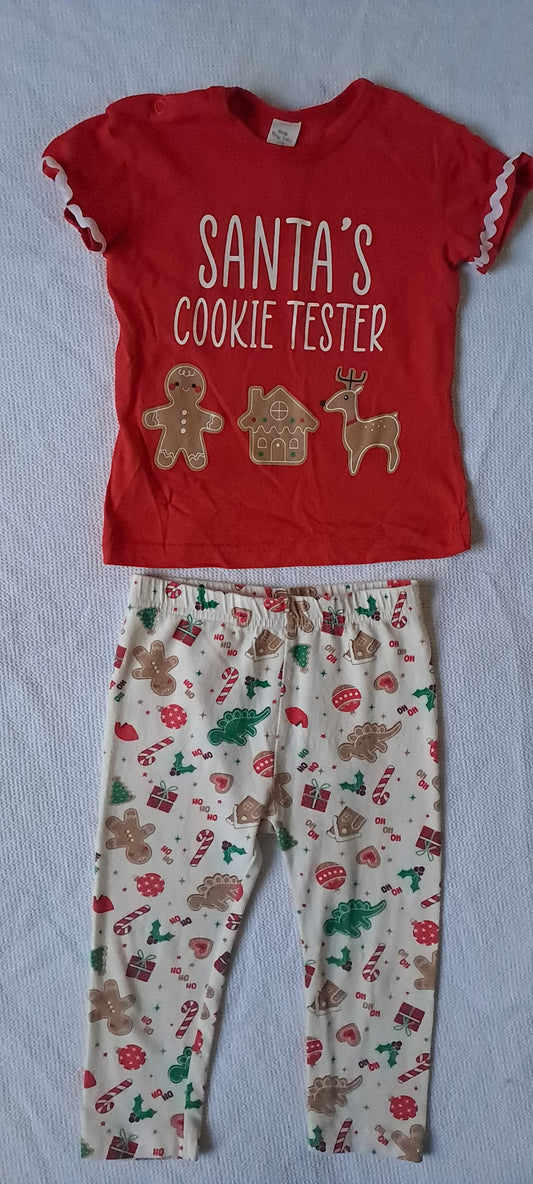 Tiny Tots Christmas 2-Piece Set "Santa's Cookie Tester" Red 18-24 Months