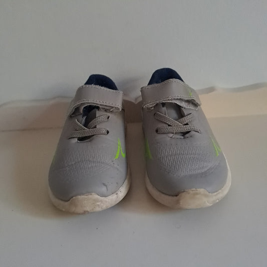 Toddler Boys Sporty Grey & Neon Lime Velcro Running Sneakers UK/SA 8