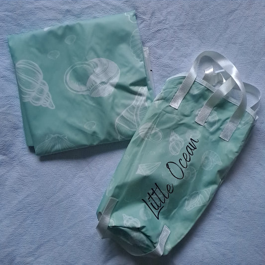 Little Ocean Mint Green Seashell Beach Pool & Travel Carrier Set