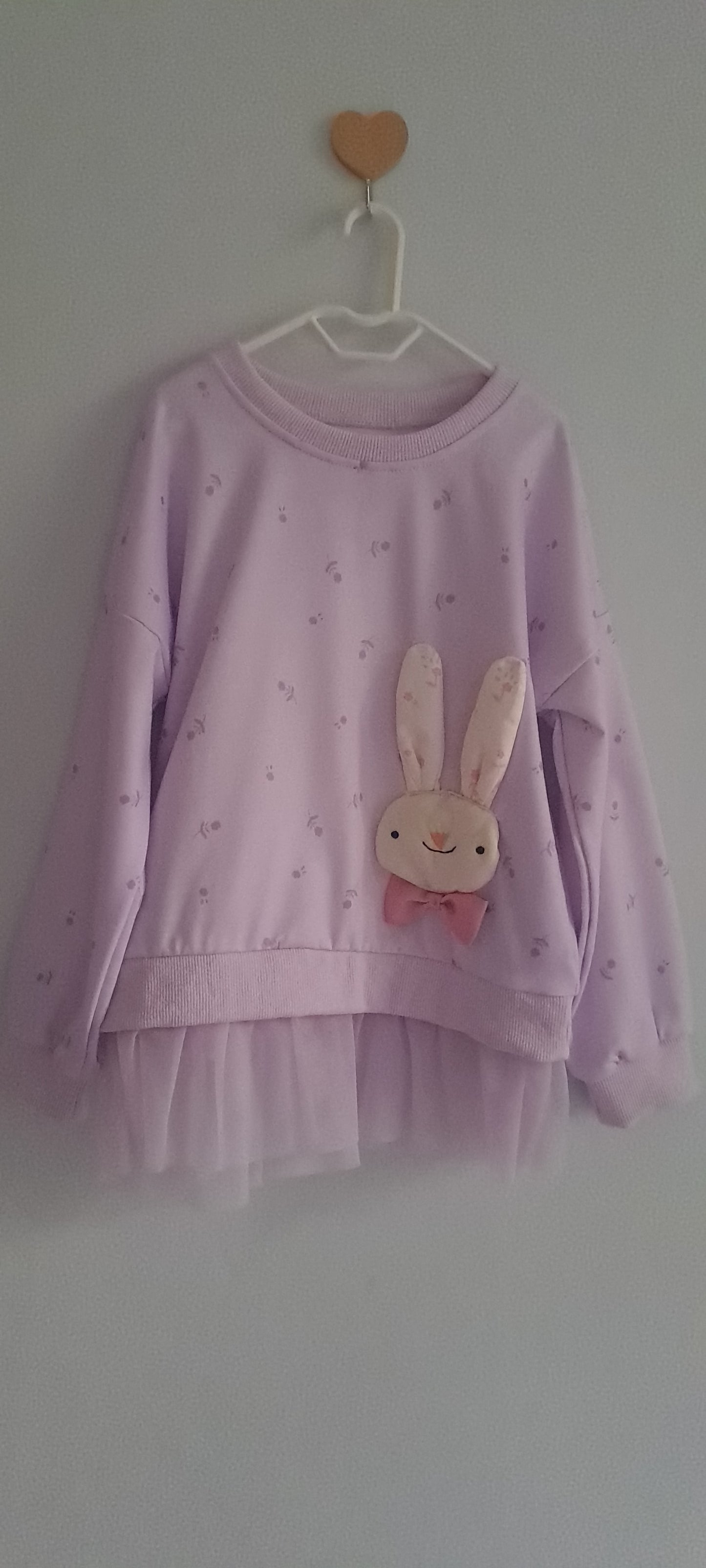 Girls Pastel Lilac Bunny Sweatshirt with Tulle Hem 4-5 Years