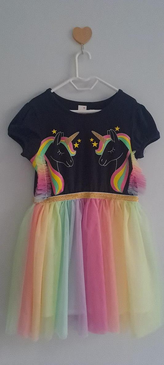 Sunny Fashion Girls Rainbow Unicorn Tutu Dress 3-4 Years