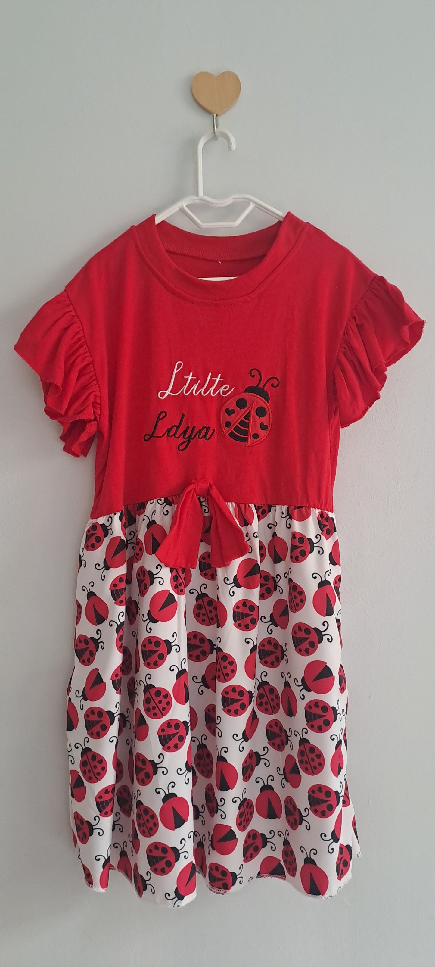 Girls Red Ladybird Flutter Sleeve Dress 4-5 Years