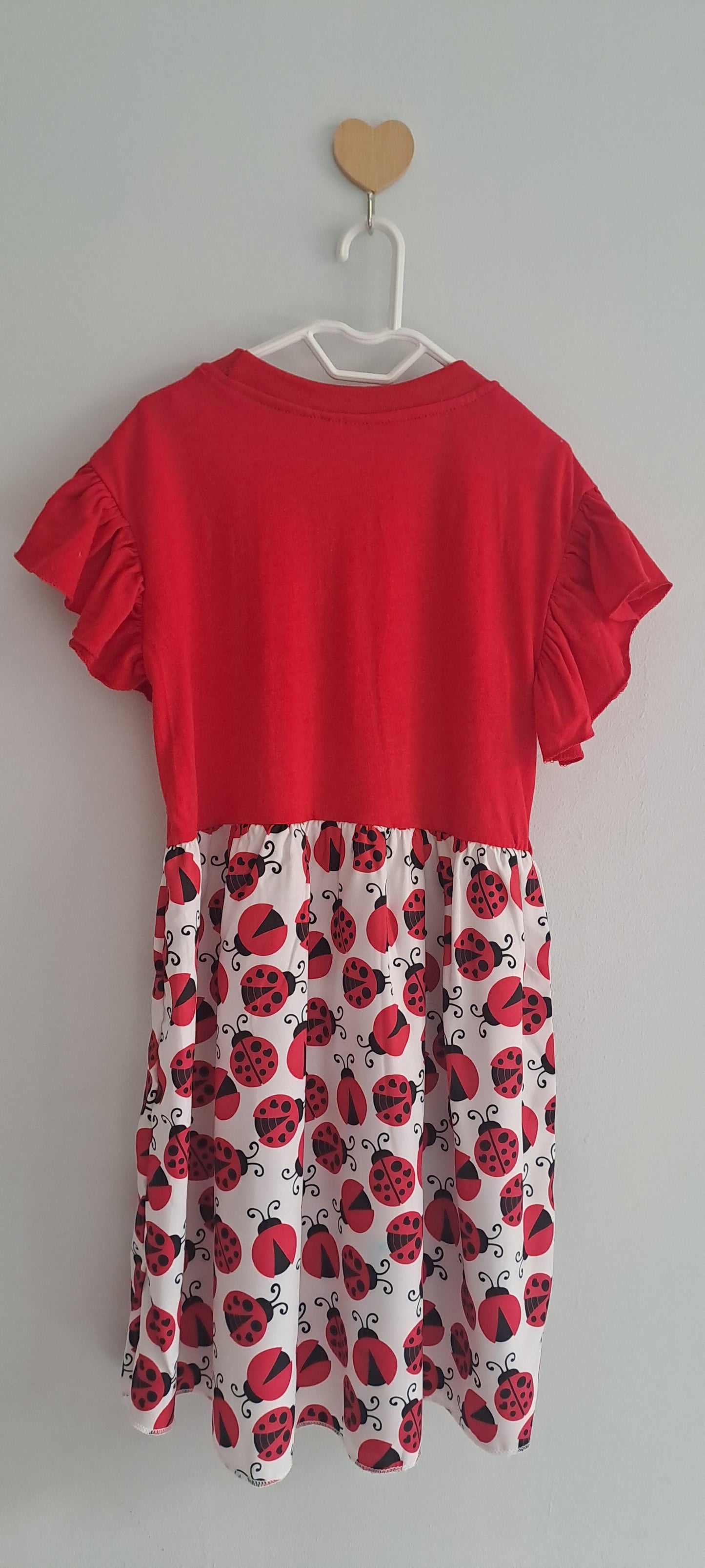 Girls Red Ladybird Flutter Sleeve Dress 4-5 Years